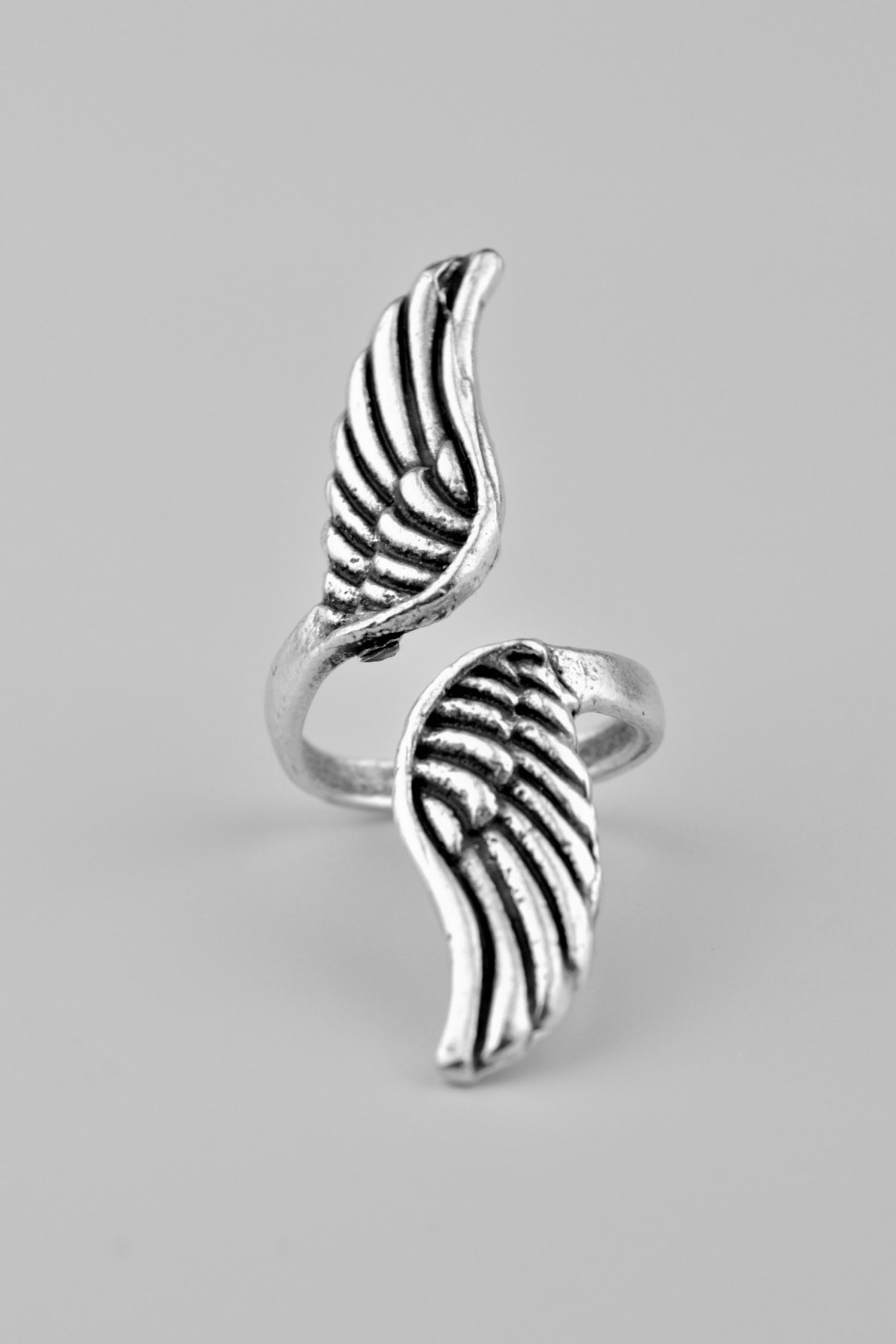 Lucifer Melek Antik Gümüş Kaplama Ayarlamalı Kadın Erkek Yüzük