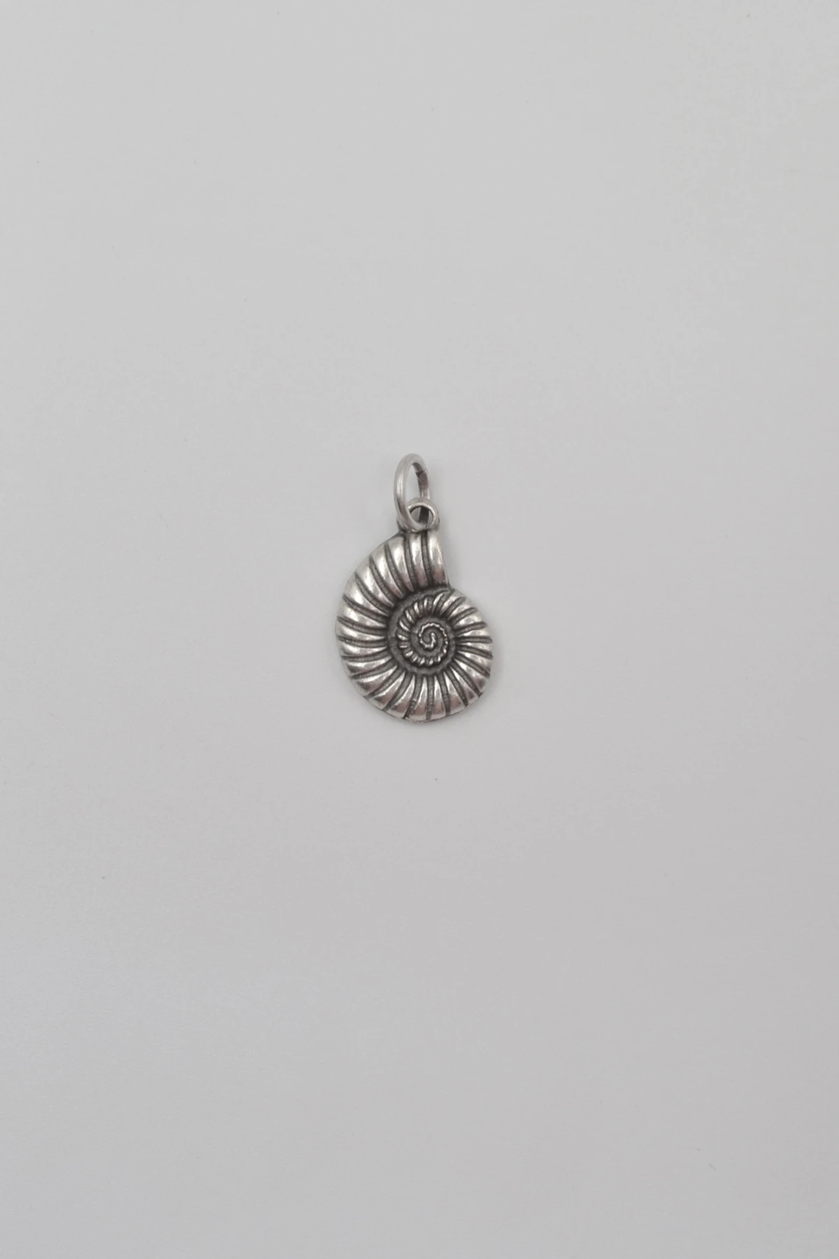 Spiral Deniz Kabuğu Örme Zincir Kolye - Antik Gümüş Kaplama - Kadın Erkek - 60 cm