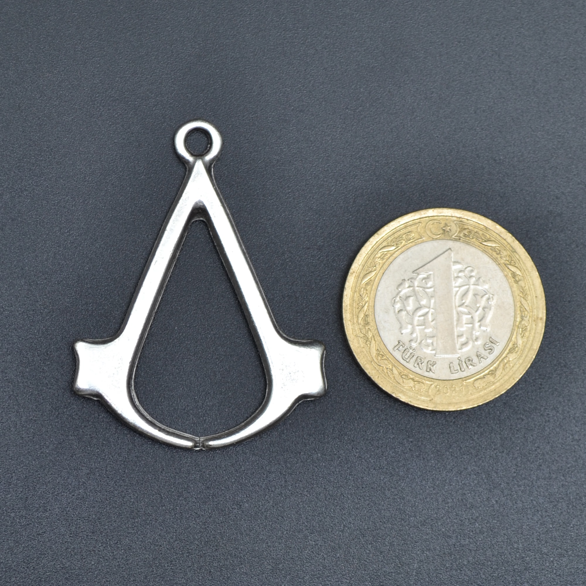 Assassin's Creed Kolye - Gümüş ( Silver ) Renk - 60 cm Düz Ezme Zincir Kolye