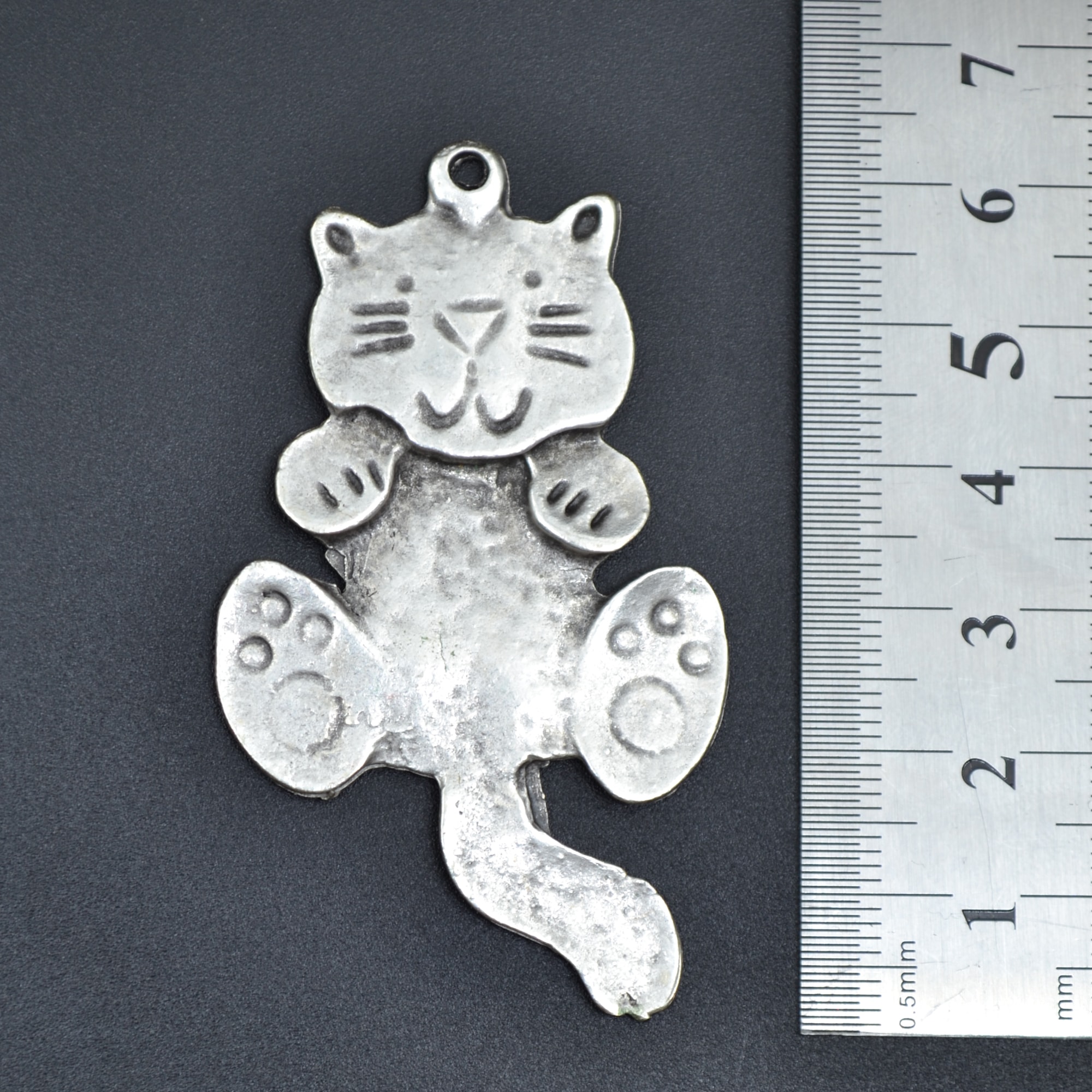 Büyük Kedi Kolye - Gümüş ( Silver ) Renk - 60 cm Düz Ezme Zincir Kolye