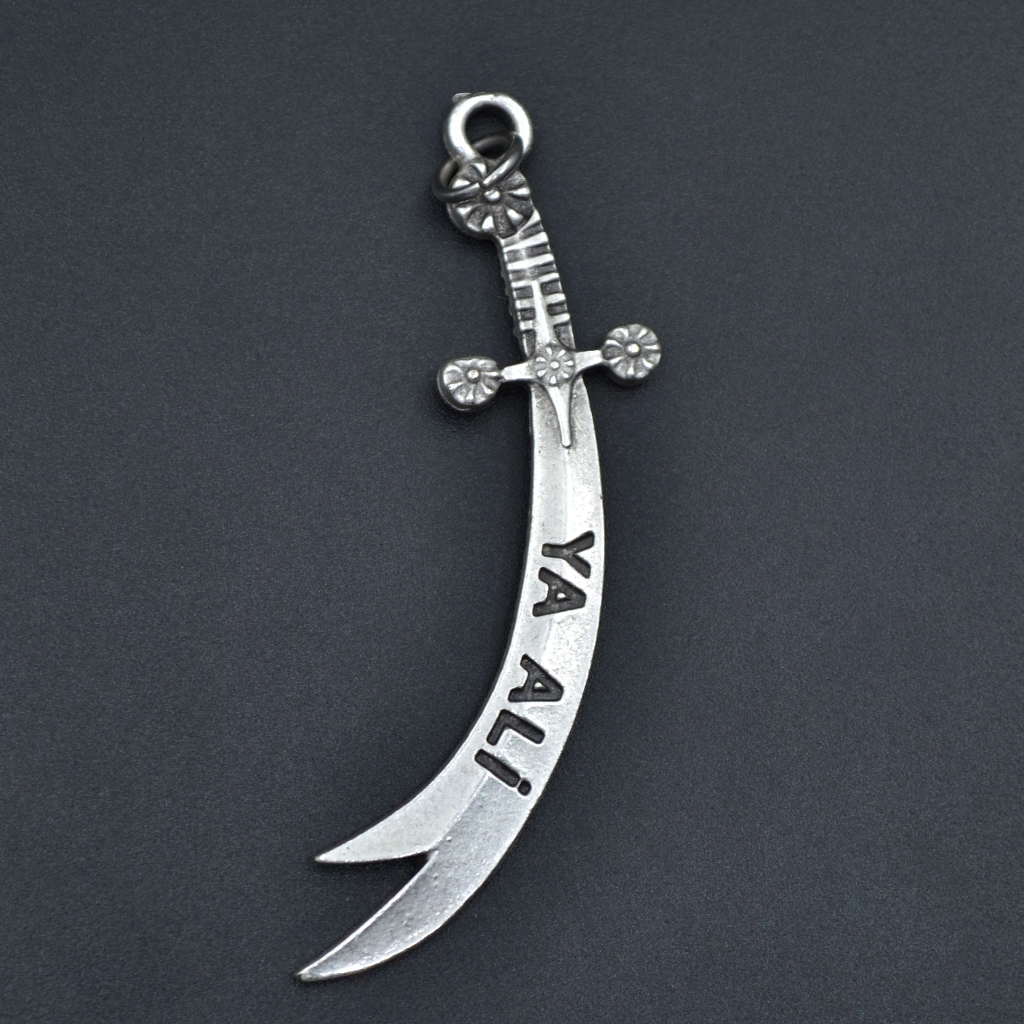 Zülfikar Kılıcı Kolye - Gümüş ( Silver Renk ) - 60 cm Deri İp Kolye