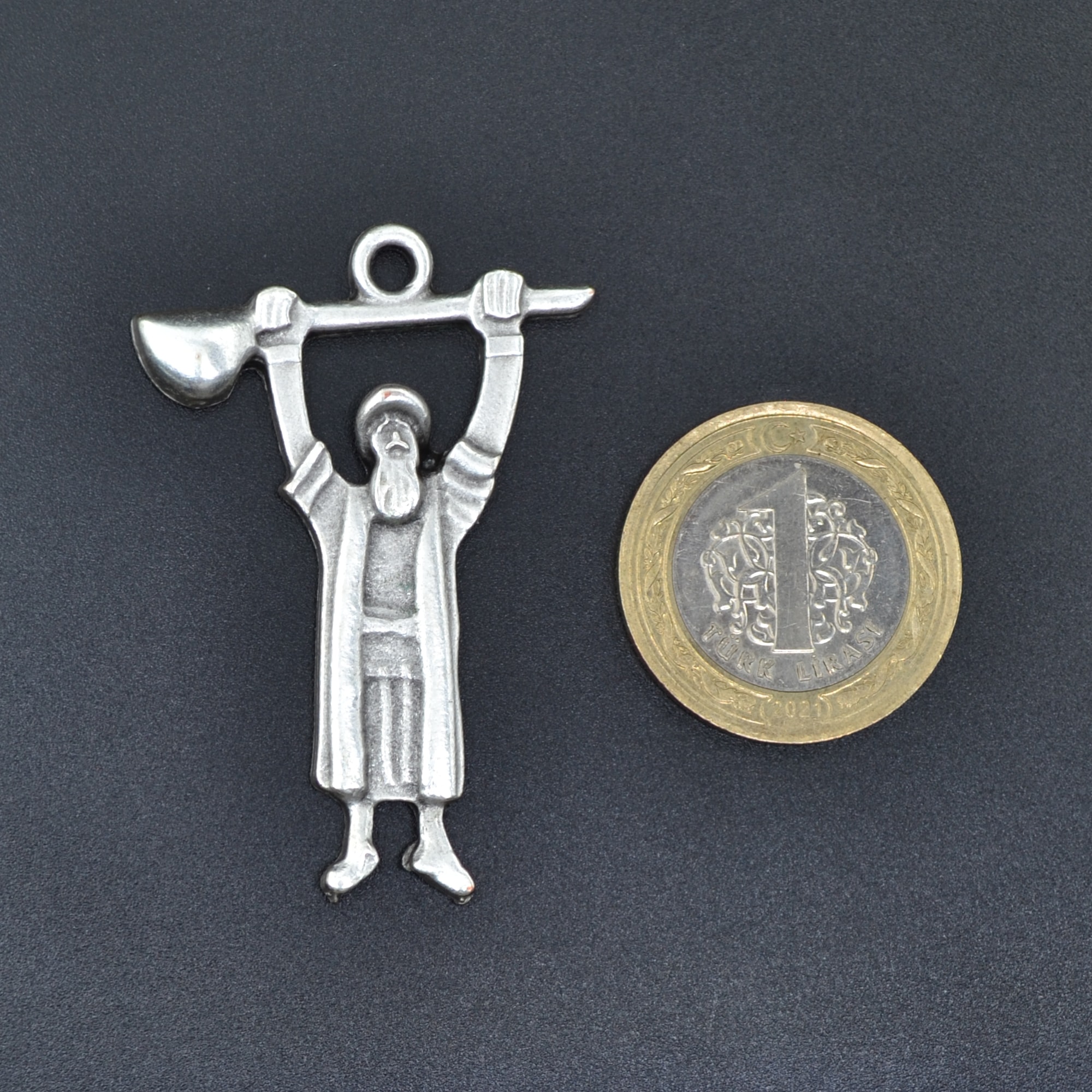 Pir Sultan Abdal Kolye Ucu - Gümüş ( Silver ) Renk