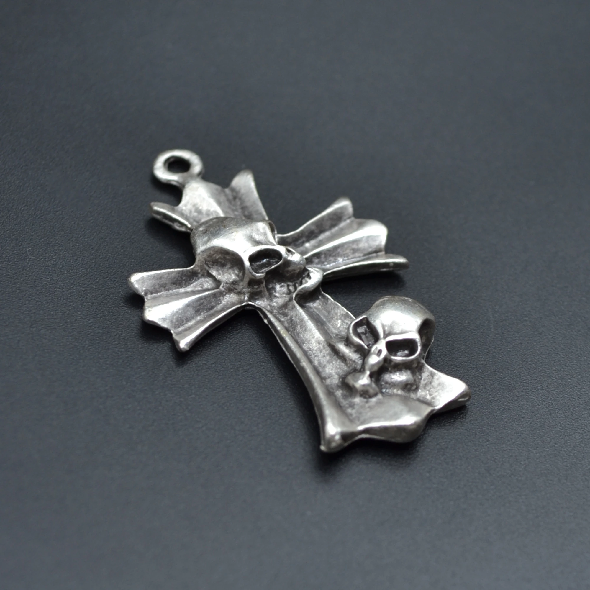 Kuru Kafa Haç Kolye - Gümüş ( Silver ) Renk - 60 cm Düz Ezme Zincir Kolye