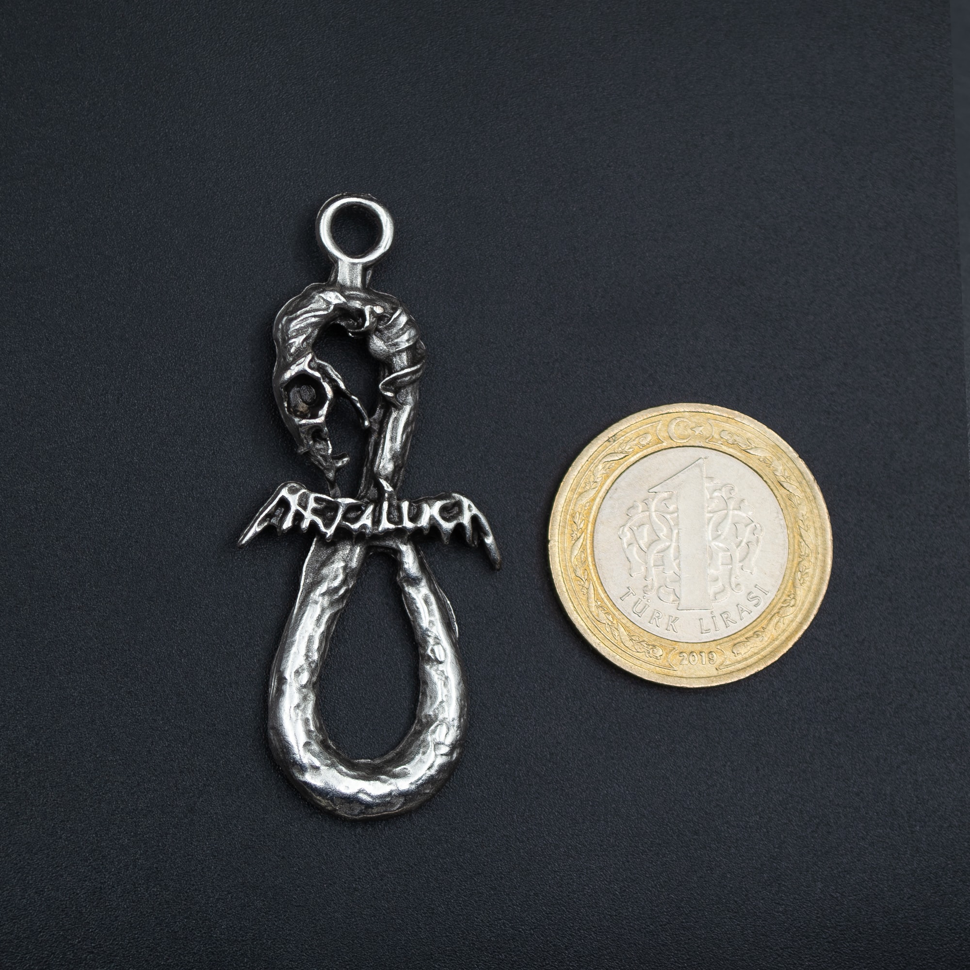 Metallica Kolye - Gümüş ( Silver ) Renk - 60 cm Düz Ezme Zincir Kolye