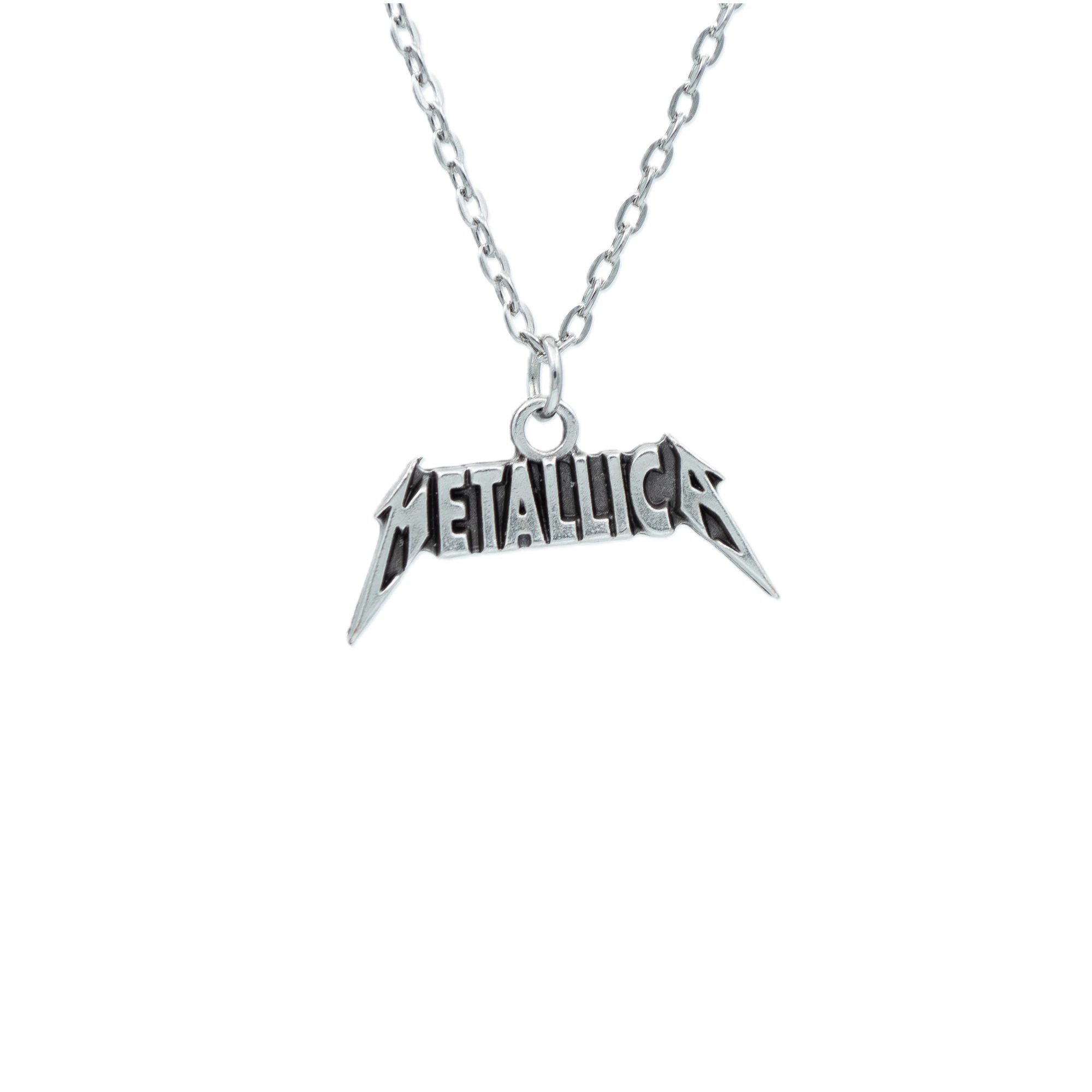 Metallica Kolye - Gümüş ( Silver ) Renk - 60 cm Düz Ezme Zincir Kolye