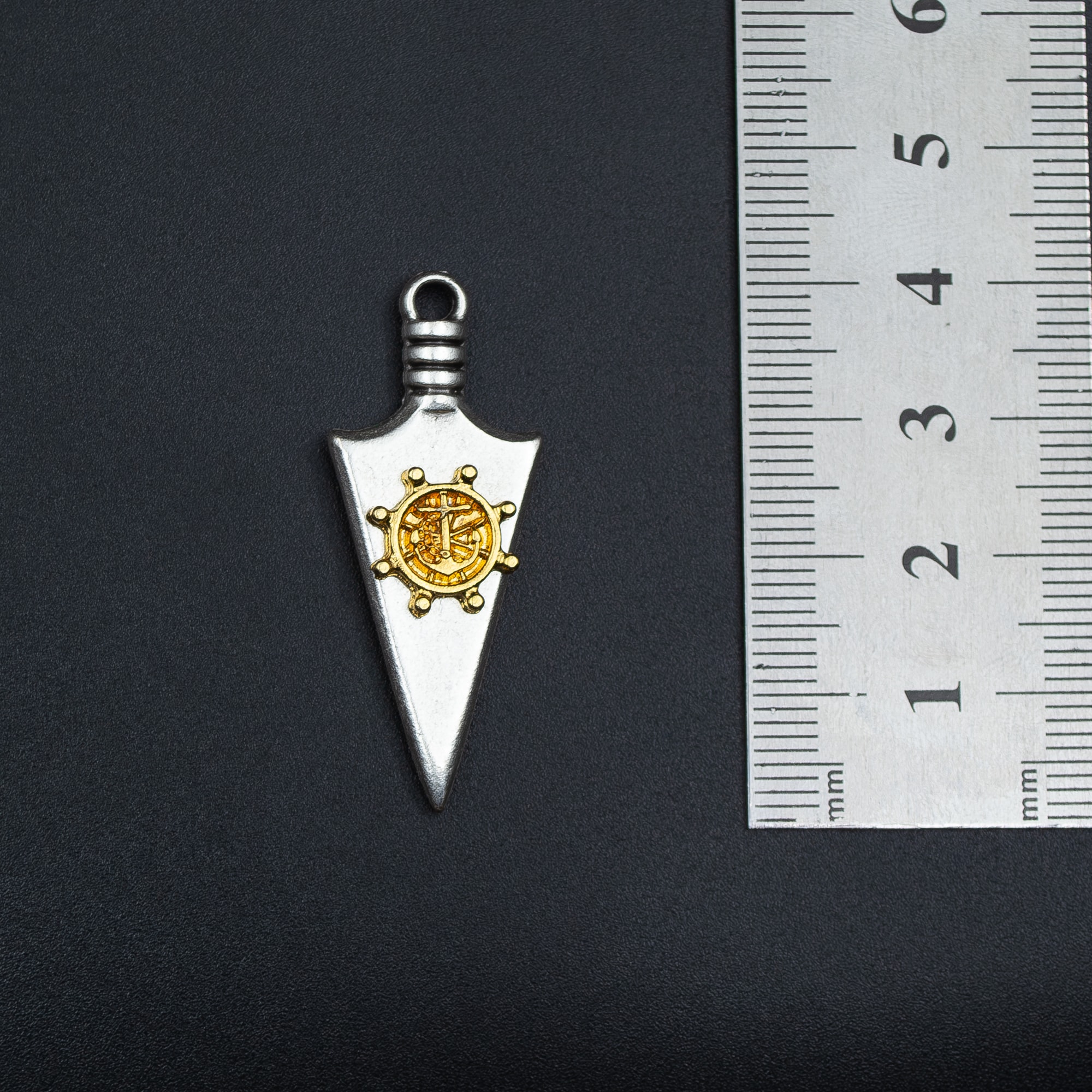 Ok Ucu Dümen Detaylı Kolye - Gümüş ( Silver ) Renk - 60 cm Düz Ezme Zincir Kolye