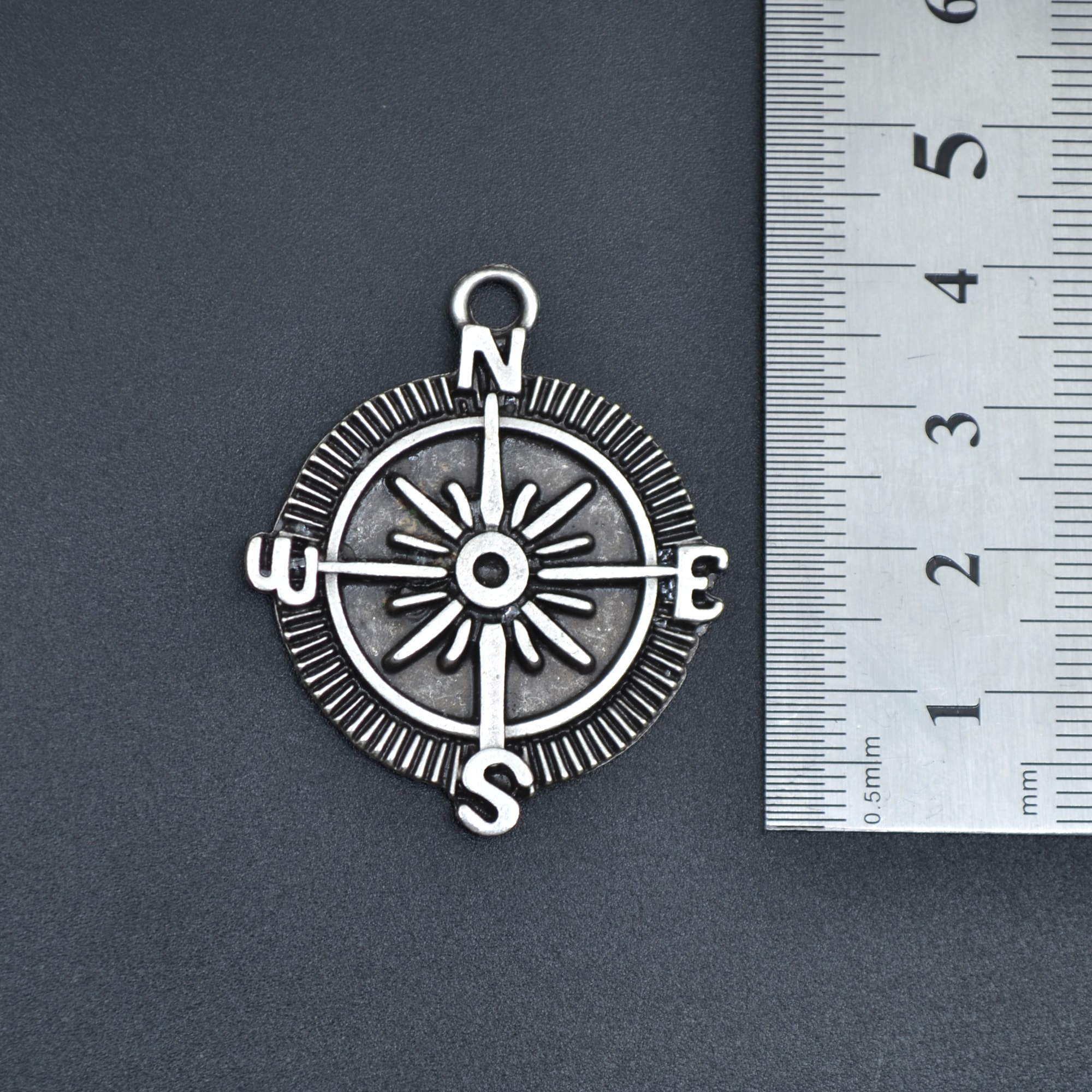 Pusula Kolye - Gümüş ( Silver ) Renk - 60 cm Düz Ezme Zincir Kolye