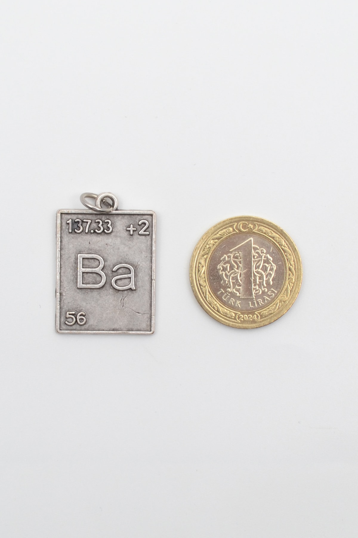 Breaking Bad Ba (Baryum) Element Kolye - Gümüş ( Silver ) Renk - 60 cm Örme Zincir Kolye