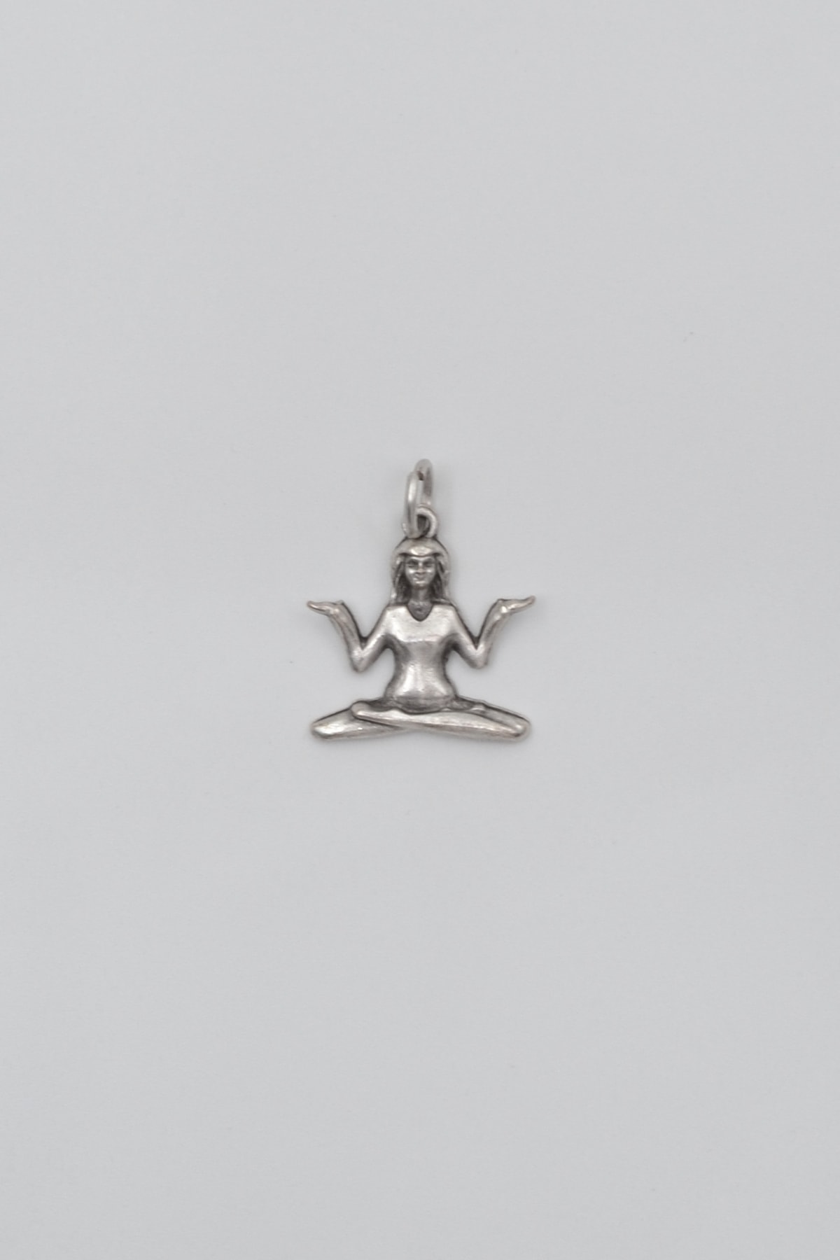 Meditasyon - Yoga - Ruhani - Siyah Deri İp Kolye - Antik Gümüş Kaplama - Kadın Erkek - 60 cm