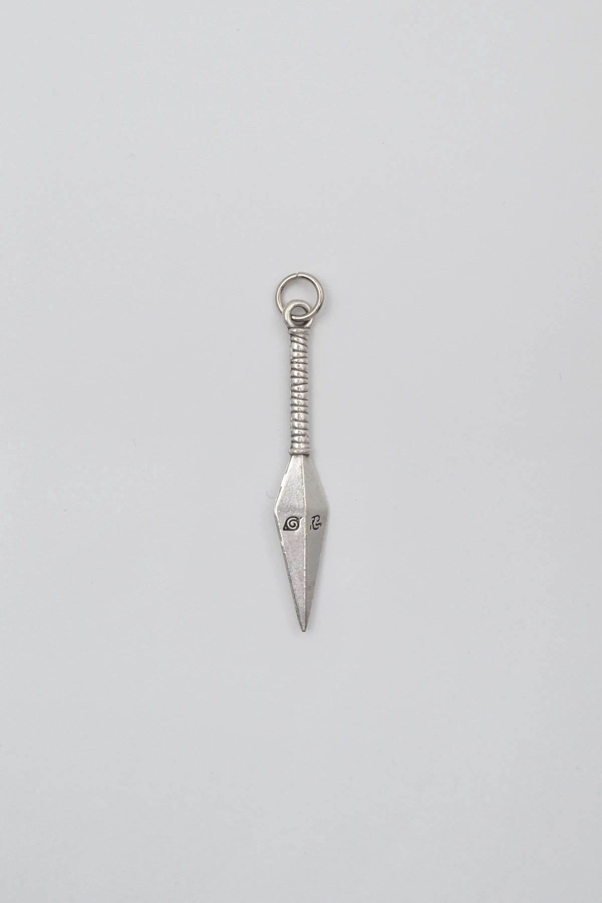 Anime Ninja Kunai Düz Ezme Zincir Kolye - Antik Gümüş Kaplama - Kadın Erkek - 60 cm