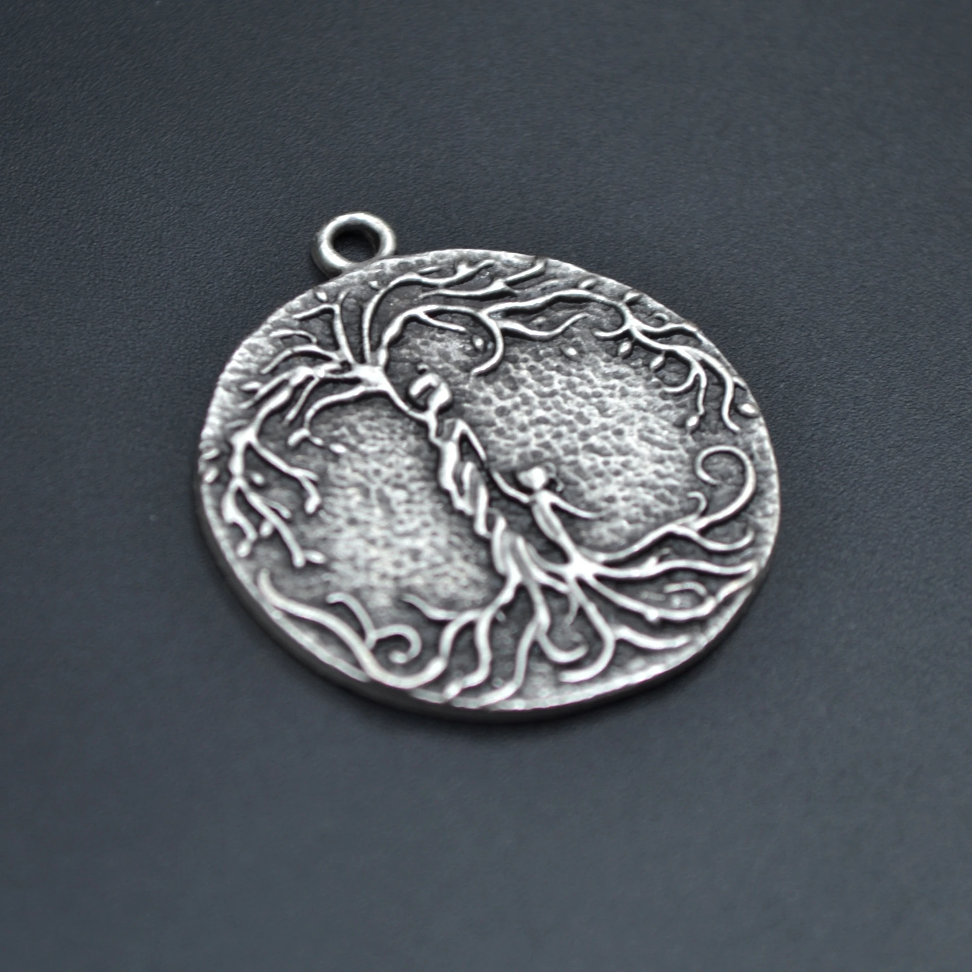 Hayat Ağacı - Anne Çocuk Kolye - Gümüş ( Silver ) Renk - 60 cm Düz Ezme Zincir Kolye