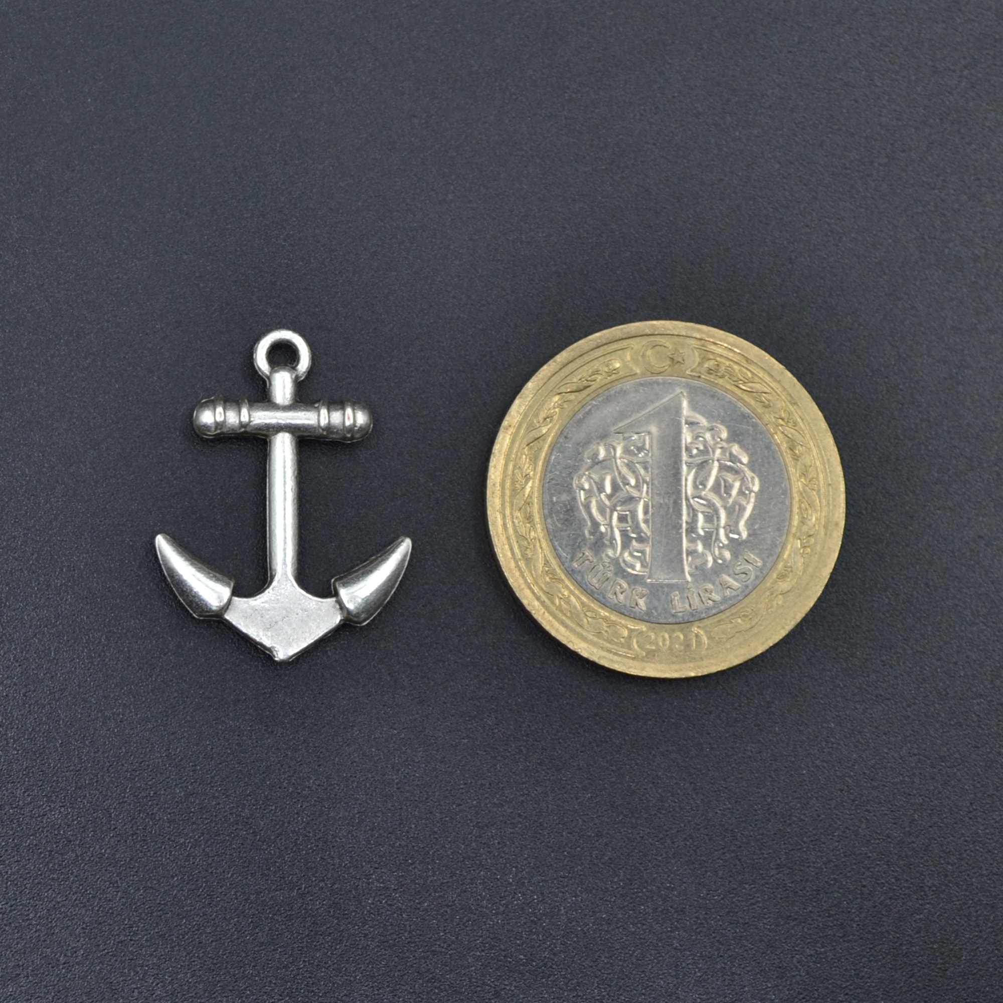 Minimal Deniz Çapası Kolye Ucu - Gümüş ( Silver ) Renk