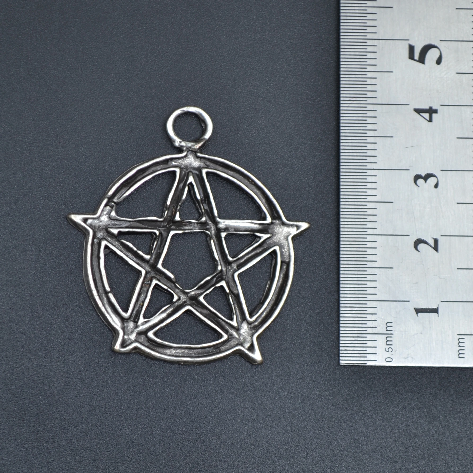 Pentagram Yıldızı Kolye Ucu - Gümüş ( Silver ) Renk