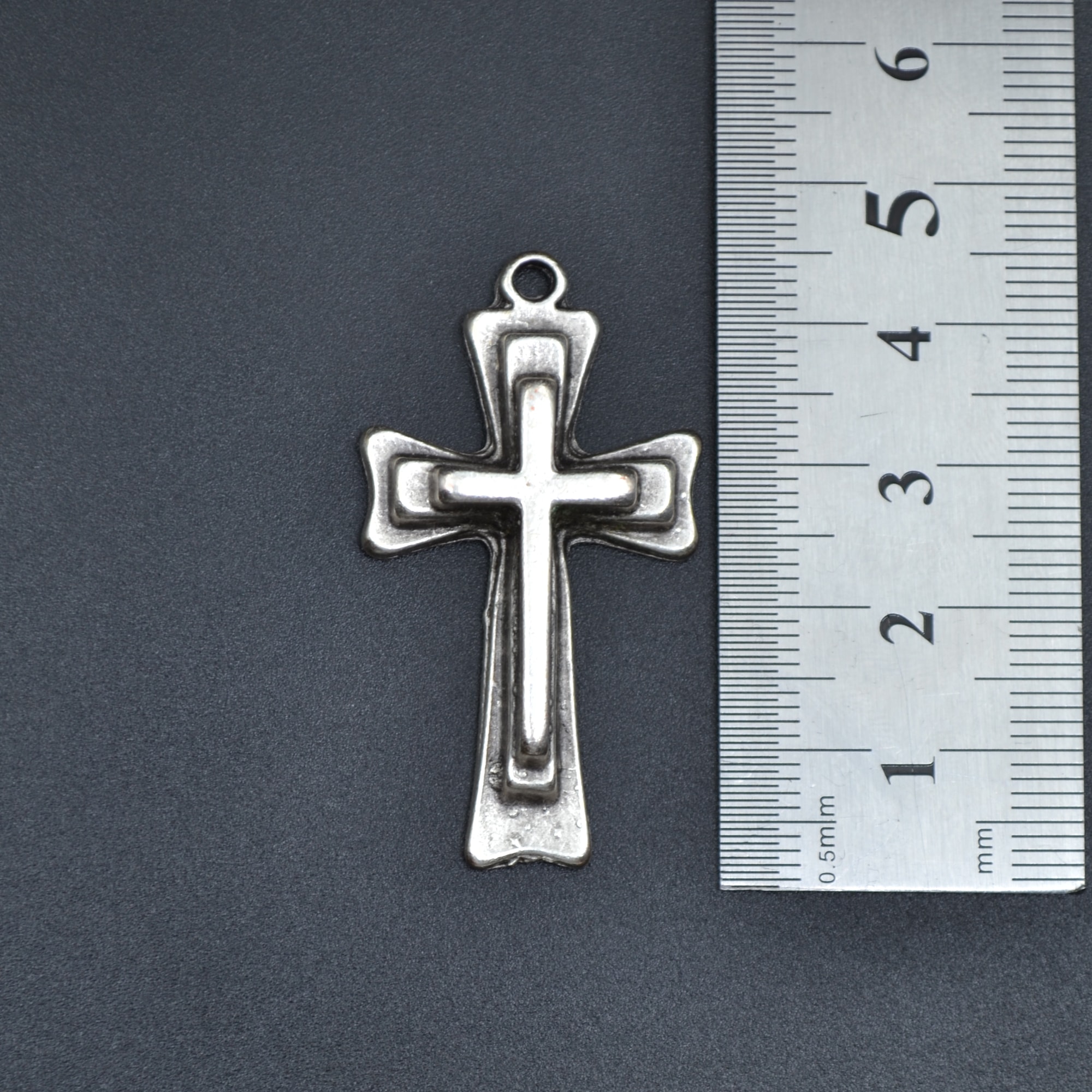 Haç Kolye - Gümüş ( Silver ) Renk - 60 cm Düz Ezme Zincir Kolye