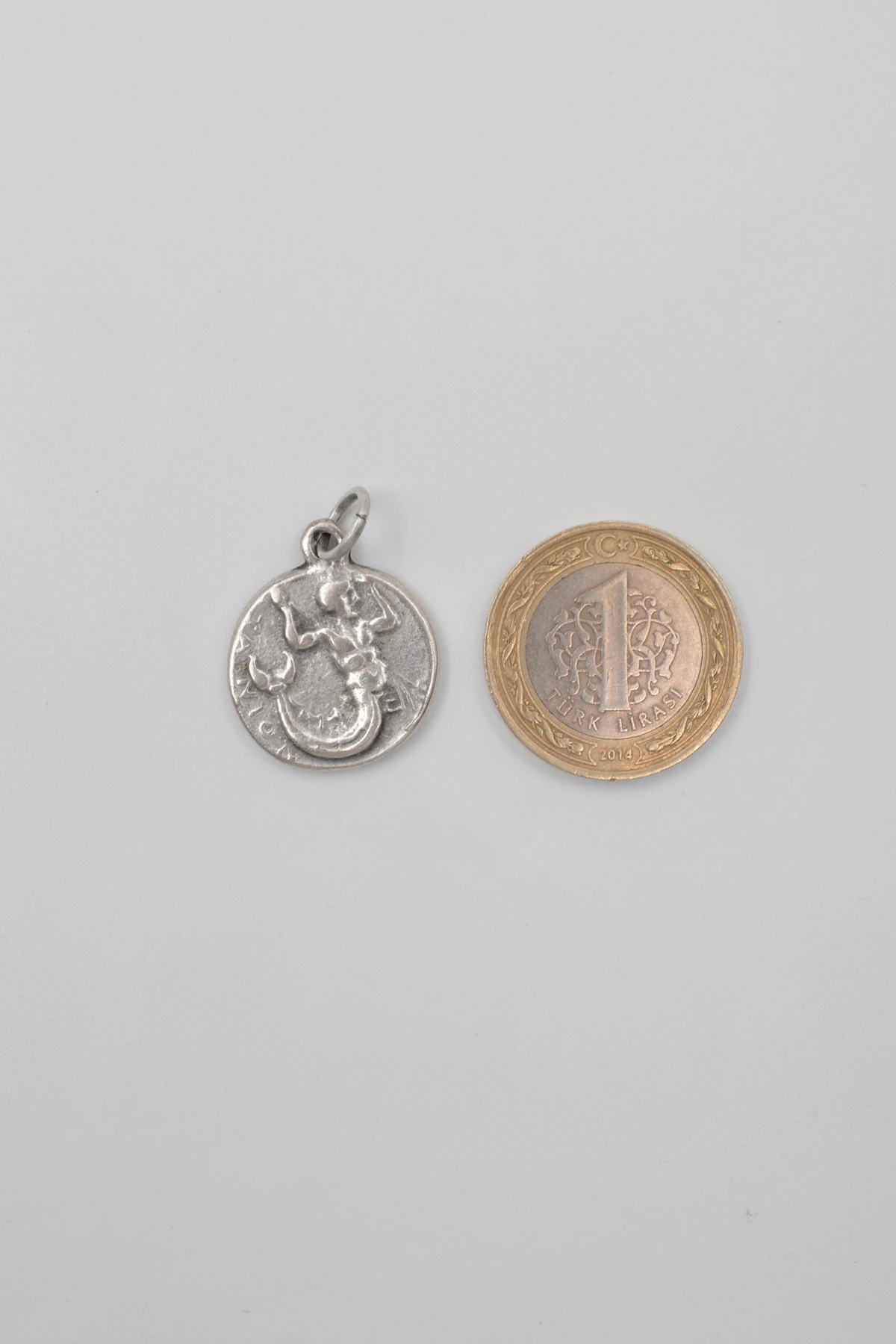 Antik Yunan Sikke Kolye Ucu - Gümüş ( Silver ) Renk