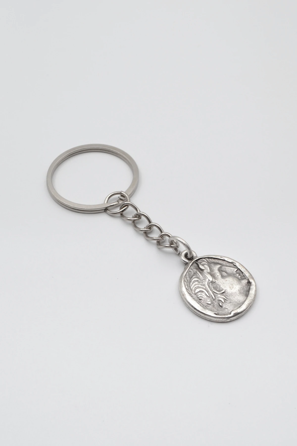 Yunan Antik Makedonya Kralı Büyük İskender Anahtarlık - Antik Gümüş Kaplama - Kadın Erkek