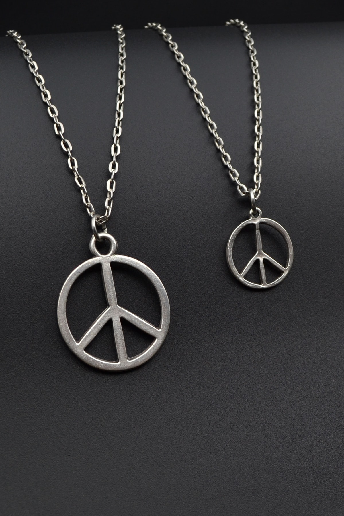 2'li Peace Barış Sembolü Erkek Kadın Kolye Seti