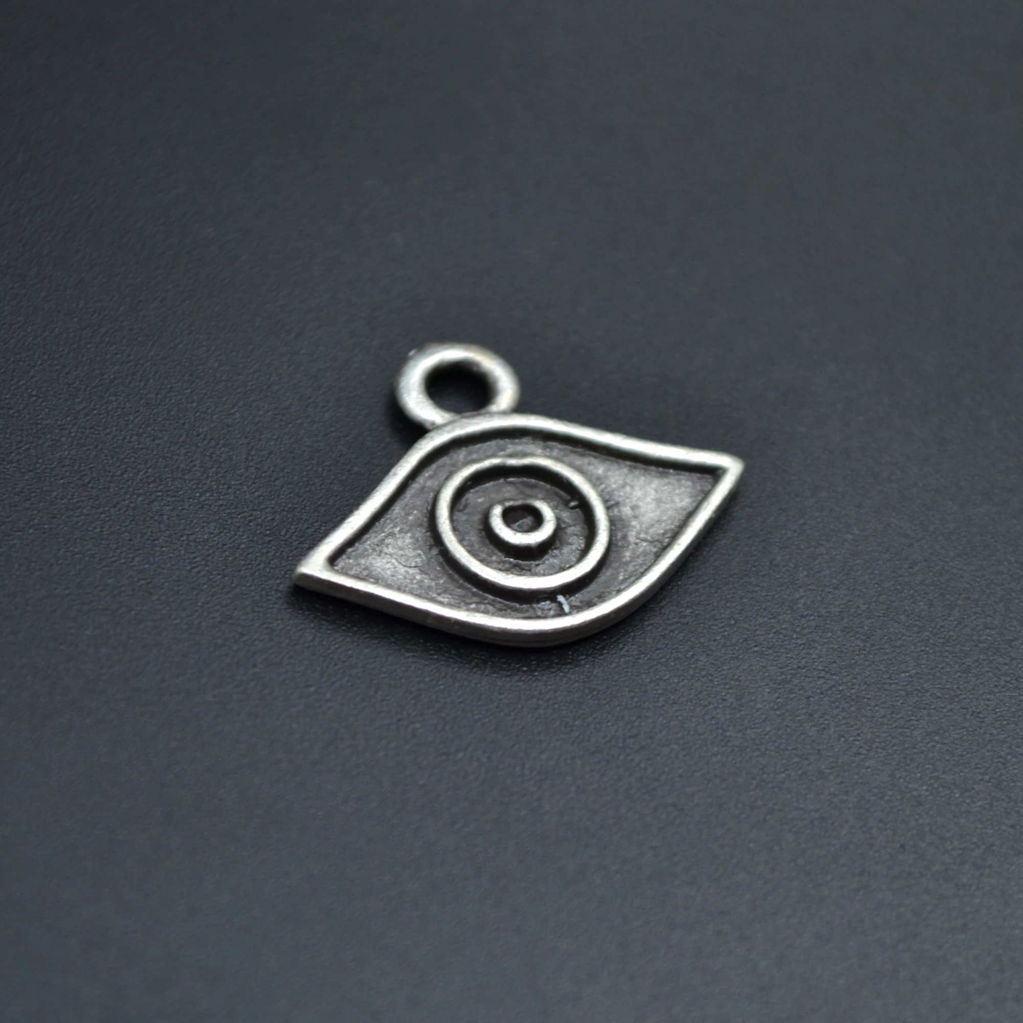 Minimal Göz Kolye - Gümüş ( Silver ) Renk - 60 cm Deri İp Kolye