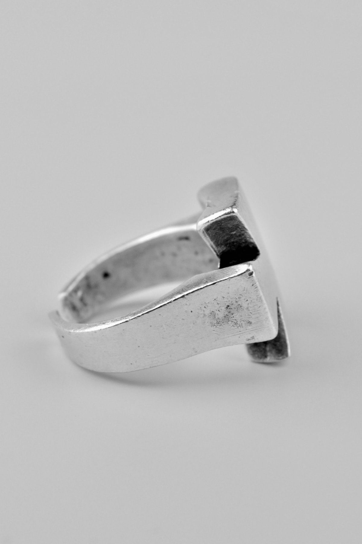 Gamalı Haç Antik Gümüş Kaplama Ayarlamalı Erkek Yüzük