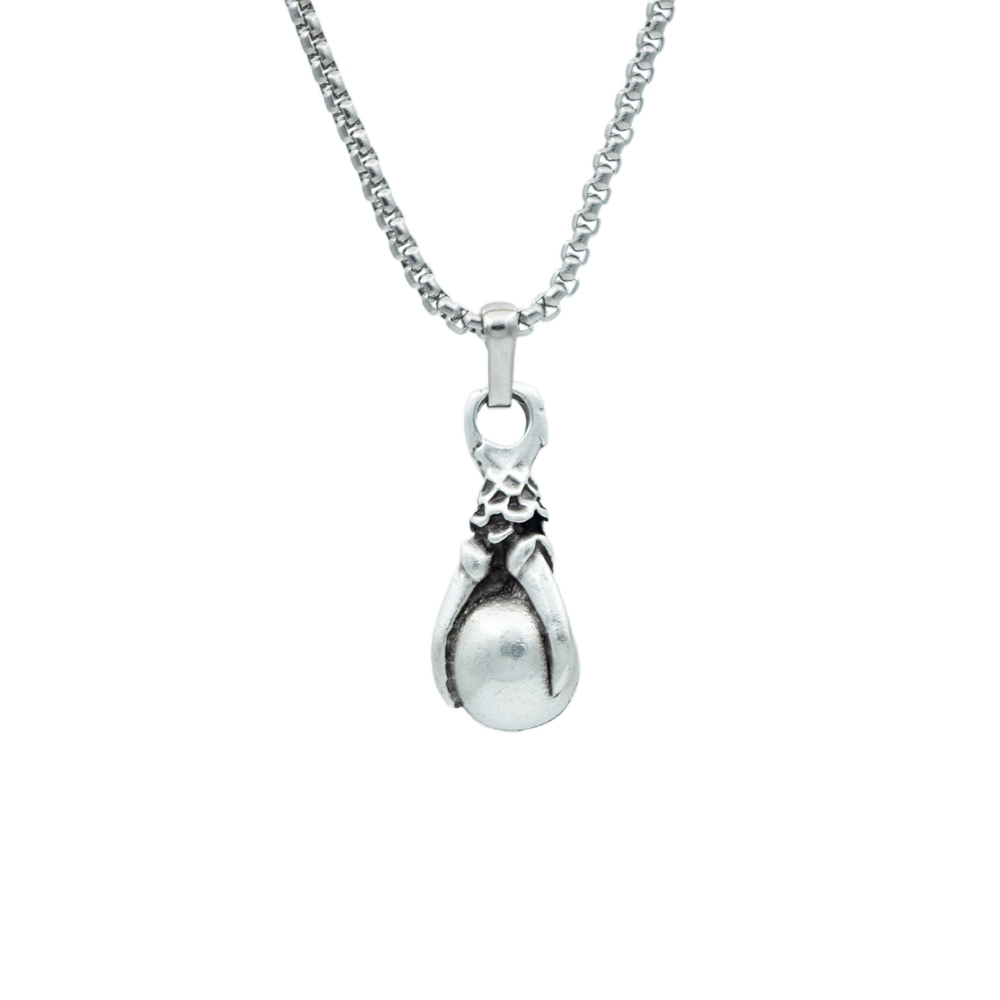 Gotik Ejderha Pençesi Kolye - Gümüş ( Silver ) Renk - 60 cm Örme Zincir Kolye