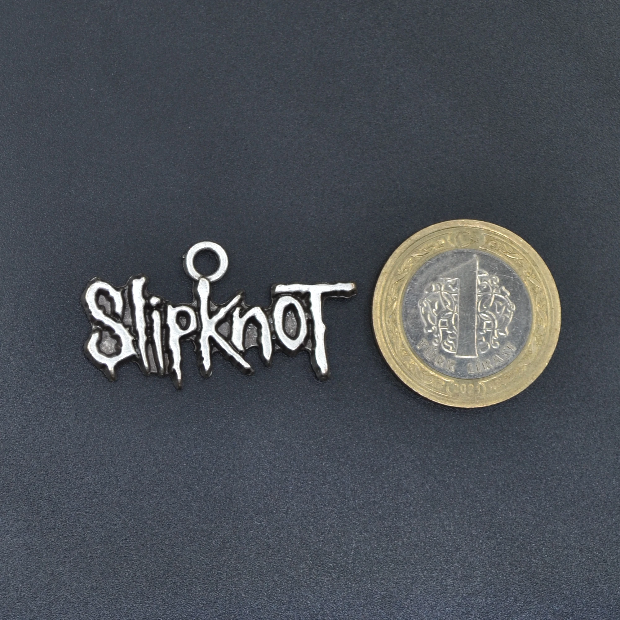 Slipknot Yazı Kolye - Gümüş ( Silver ) Renk - 60 cm Düz Ezme Zincir Kolye