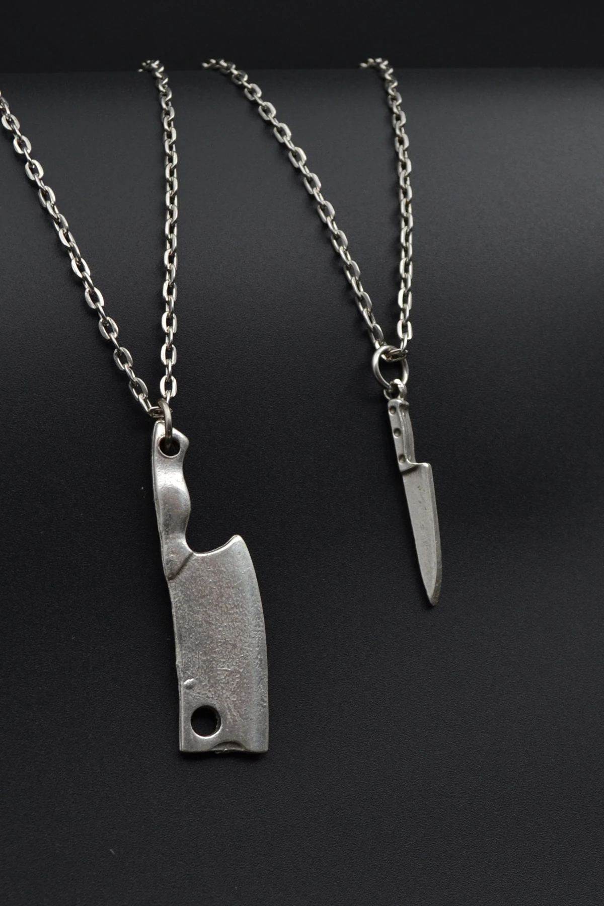 2'li Gastronomi Temalı Bıçak - Satır Erkek Kadın Kolye Seti