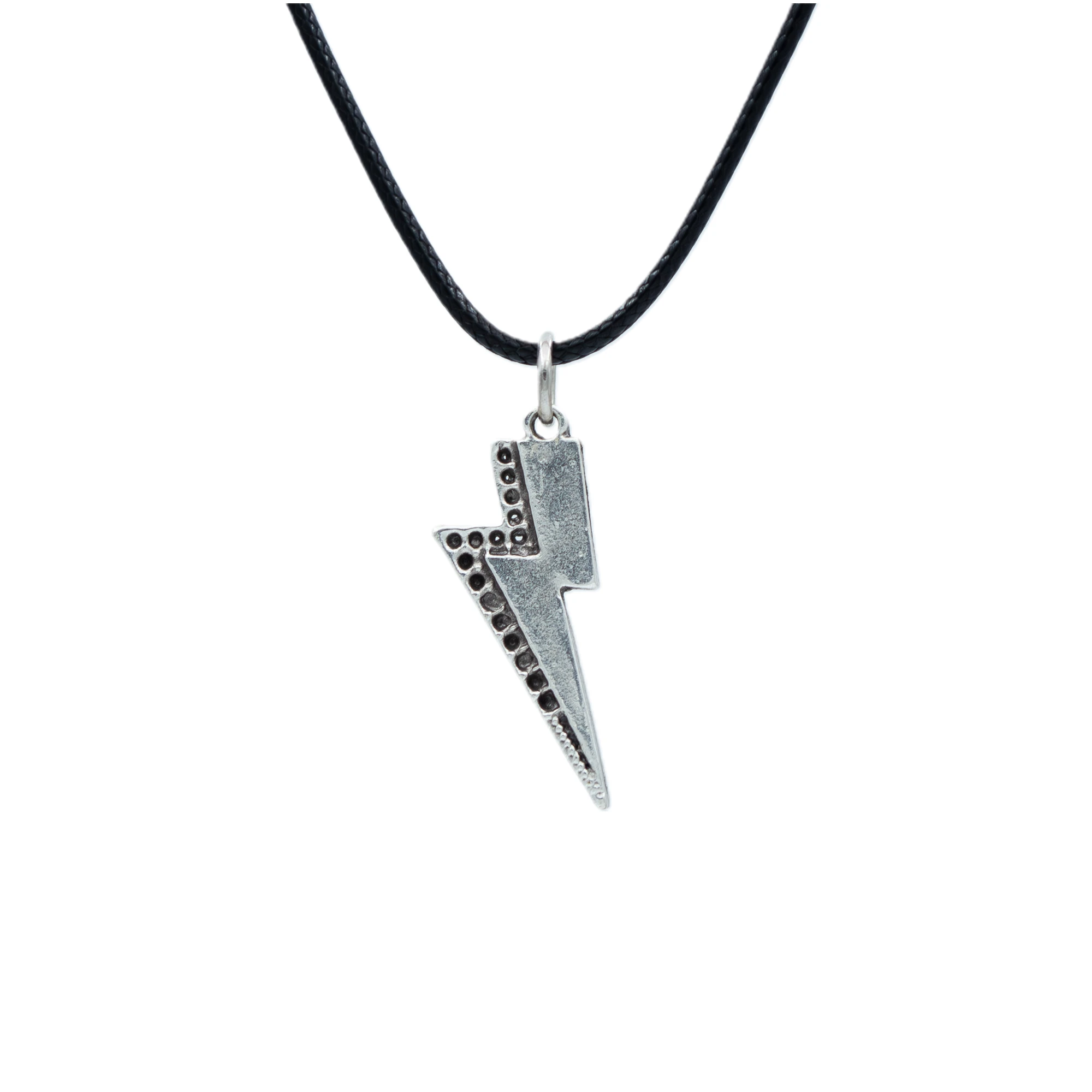 Şimşek - Flash Kolye Kolye - Gümüş ( Silver ) Renk - 60 cm Deri İp Kolye