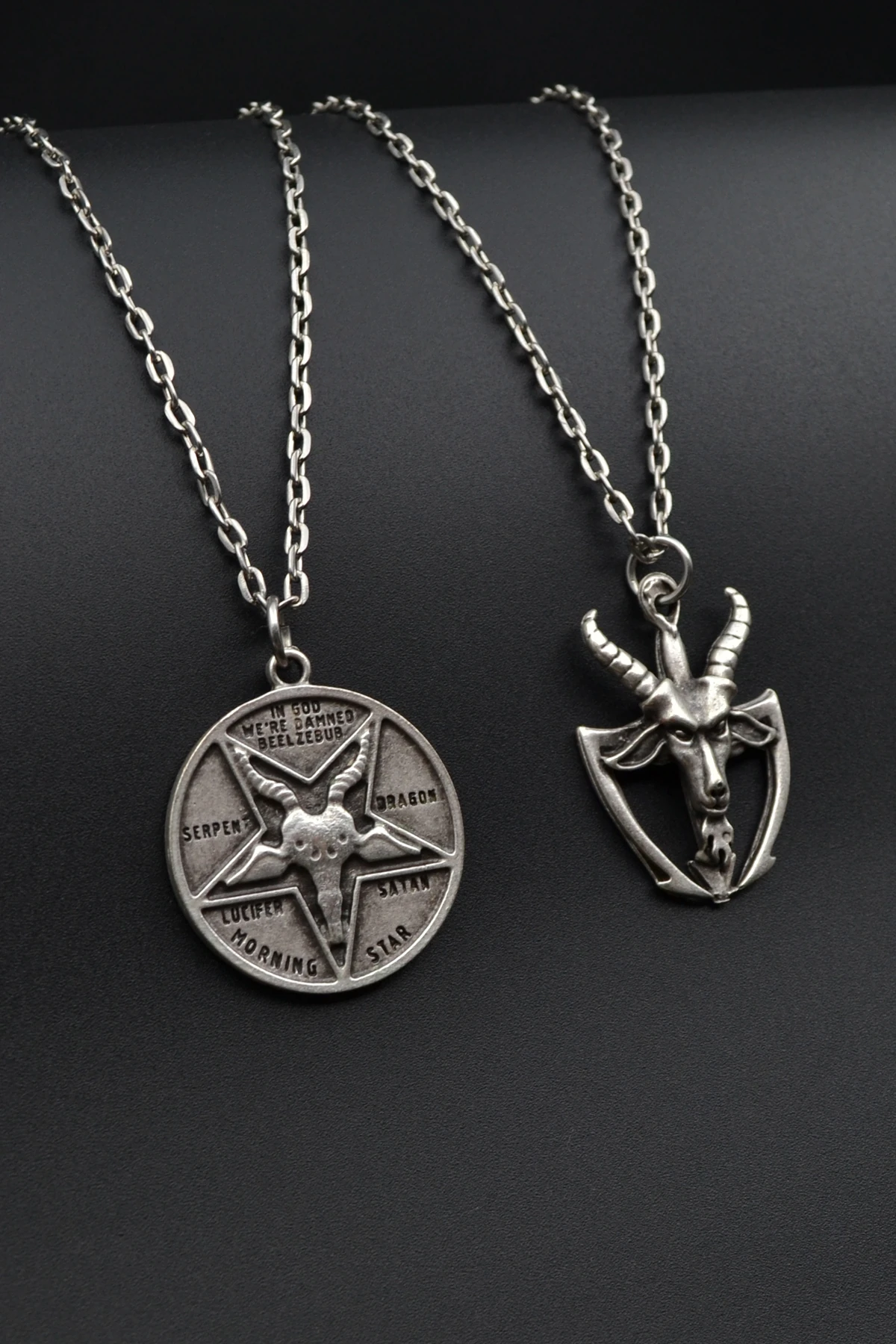2'li Lucifer Morning Star Pagan - Keçi Şeytan Erkek Kadın Kolye Seti