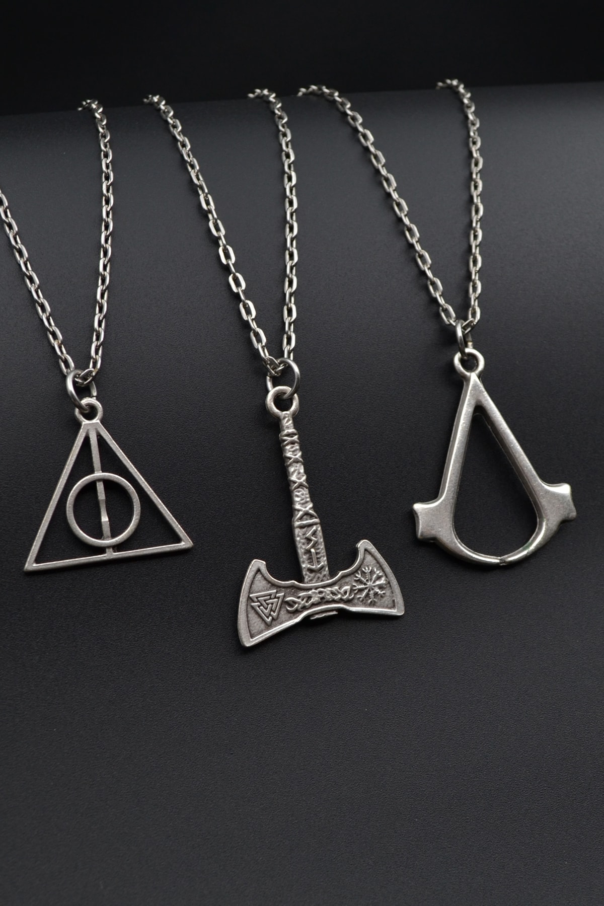3'lü Assassin’s Creed Viking Balta Harry Potter Erkek Kadın Kolye Seti