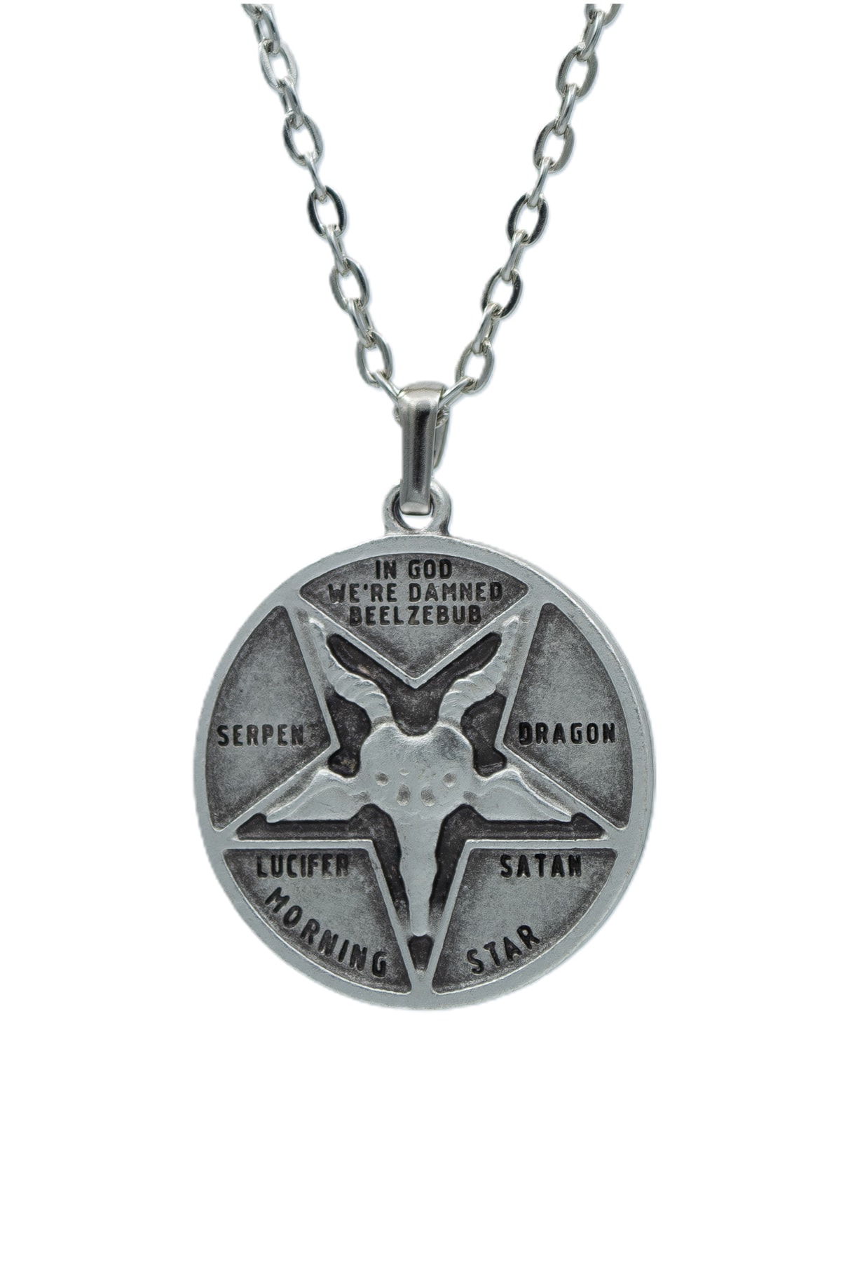 3'lü Lucifer Morning Star Pentagram Pagan Keçi Şeytan Erkek Kadın Kolye Seti
