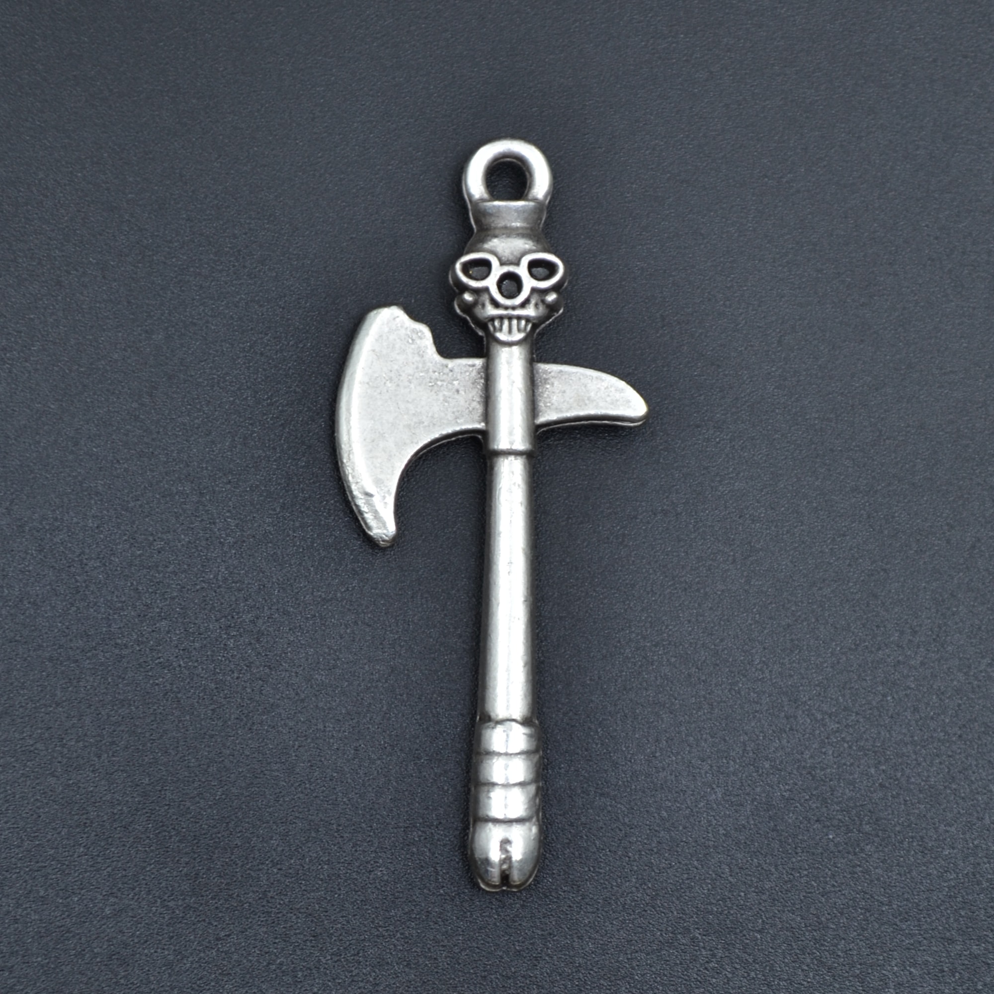 Kuru Kafa Savaş Baltası Kolye - Gümüş ( Silver ) Renk - 60 cm Düz Ezme Zincir Kolye