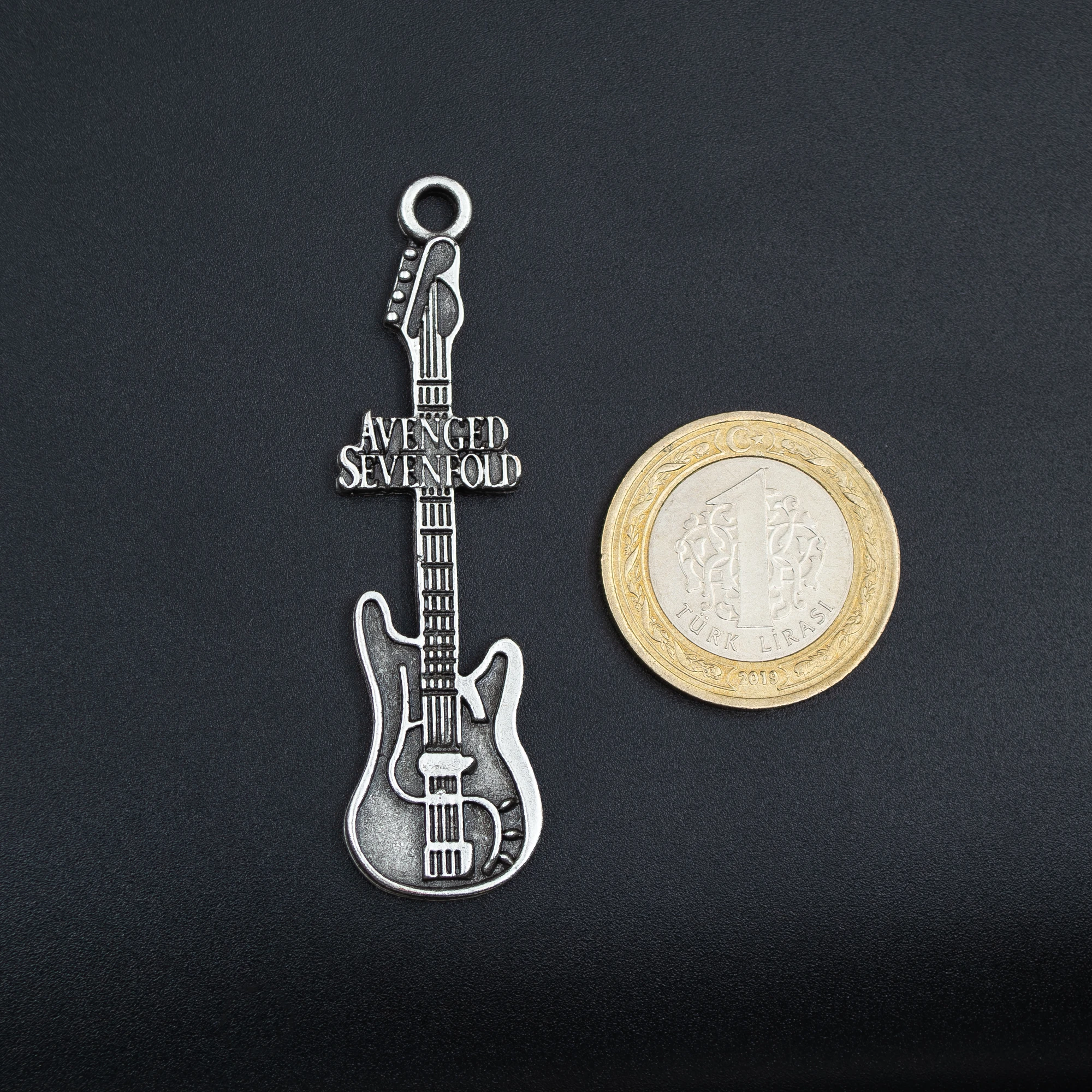 Avenged Sevenfold Elektro Gitar Kolye Ucu - Gümüş ( Silver ) Renk