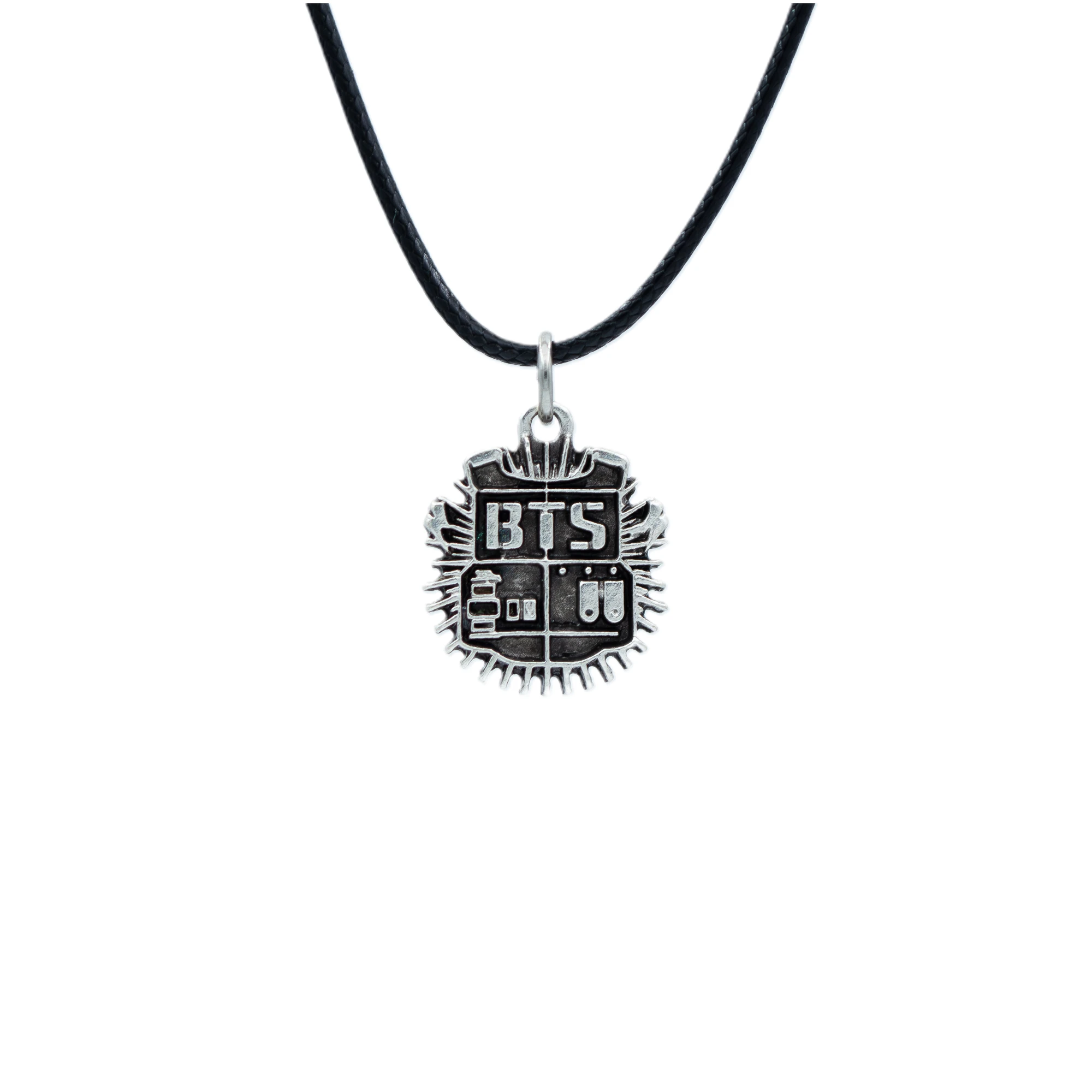 Minimal BTS Army Kolye - Gümüş ( Silver ) Renk - 60 cm Deri İp Kolye