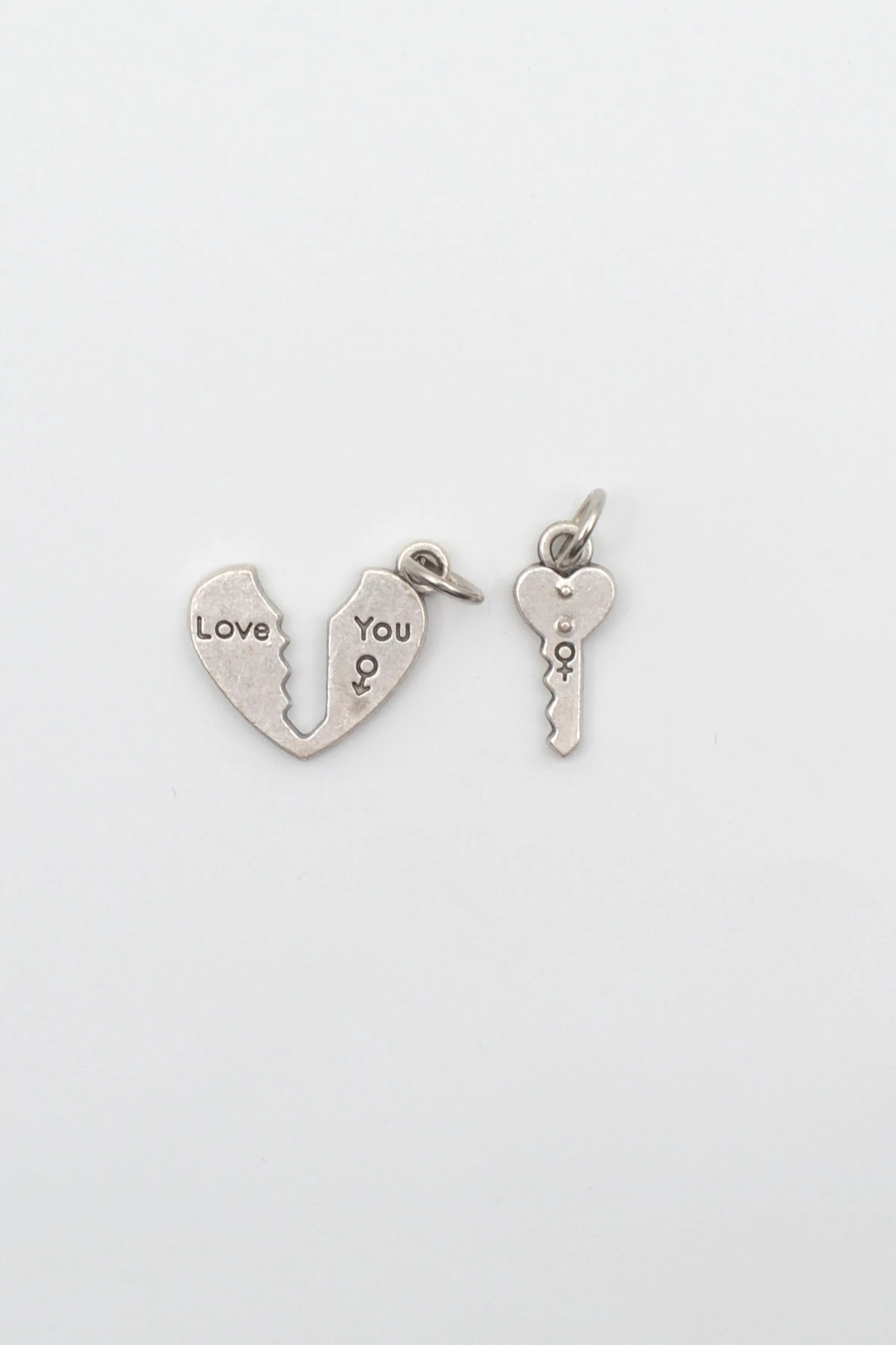 Kalp ve Anahtar 2'li Kolye Ucu - Gümüş ( Silver ) Renk