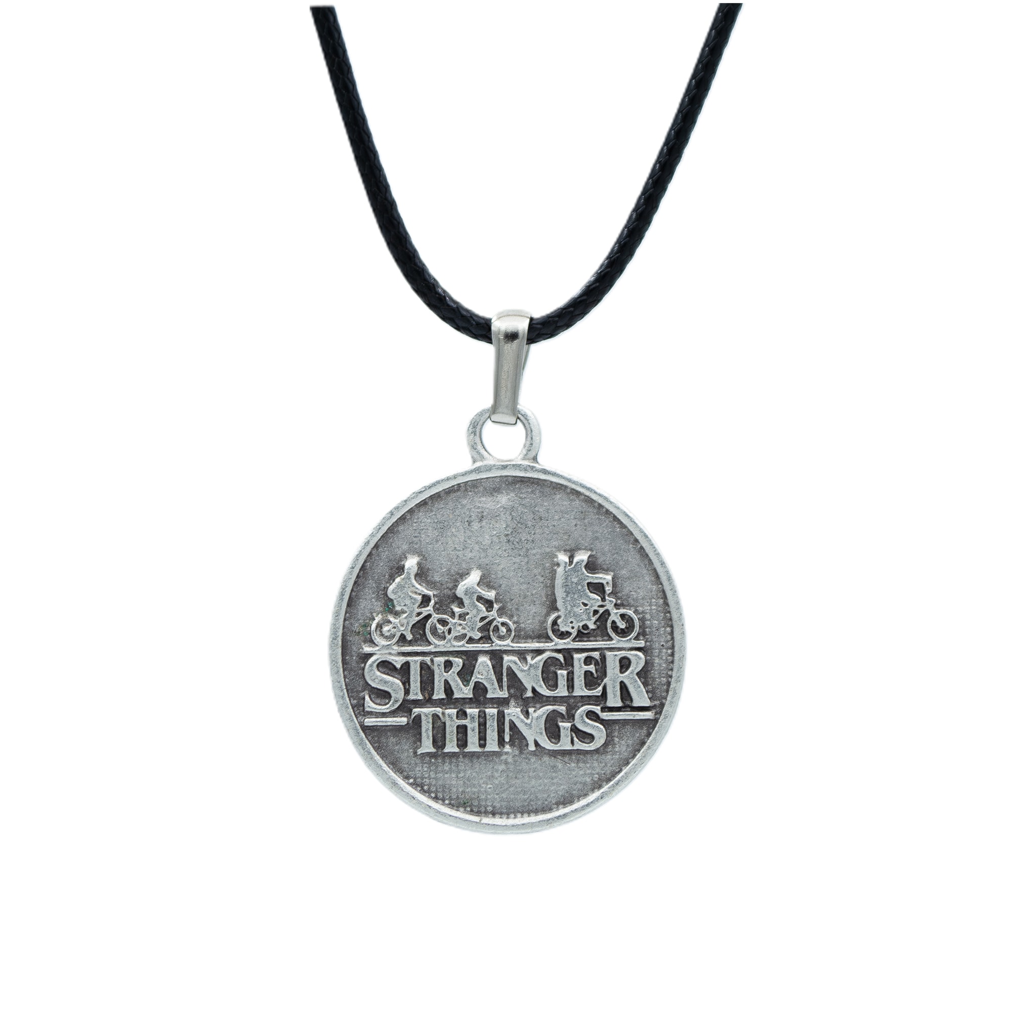 Stranger Things Kolye - Gümüş ( Silver ) Renk - 60 cm Deri İp Kolye