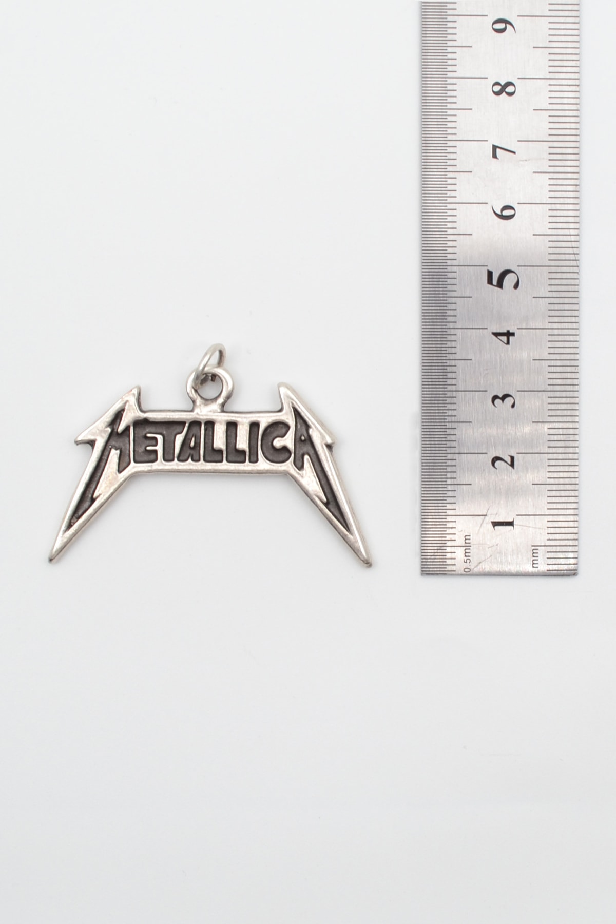 Metallica Logo Kolye - Gümüş ( Silver ) Renk - 60 cm Örme Zincir Kolye