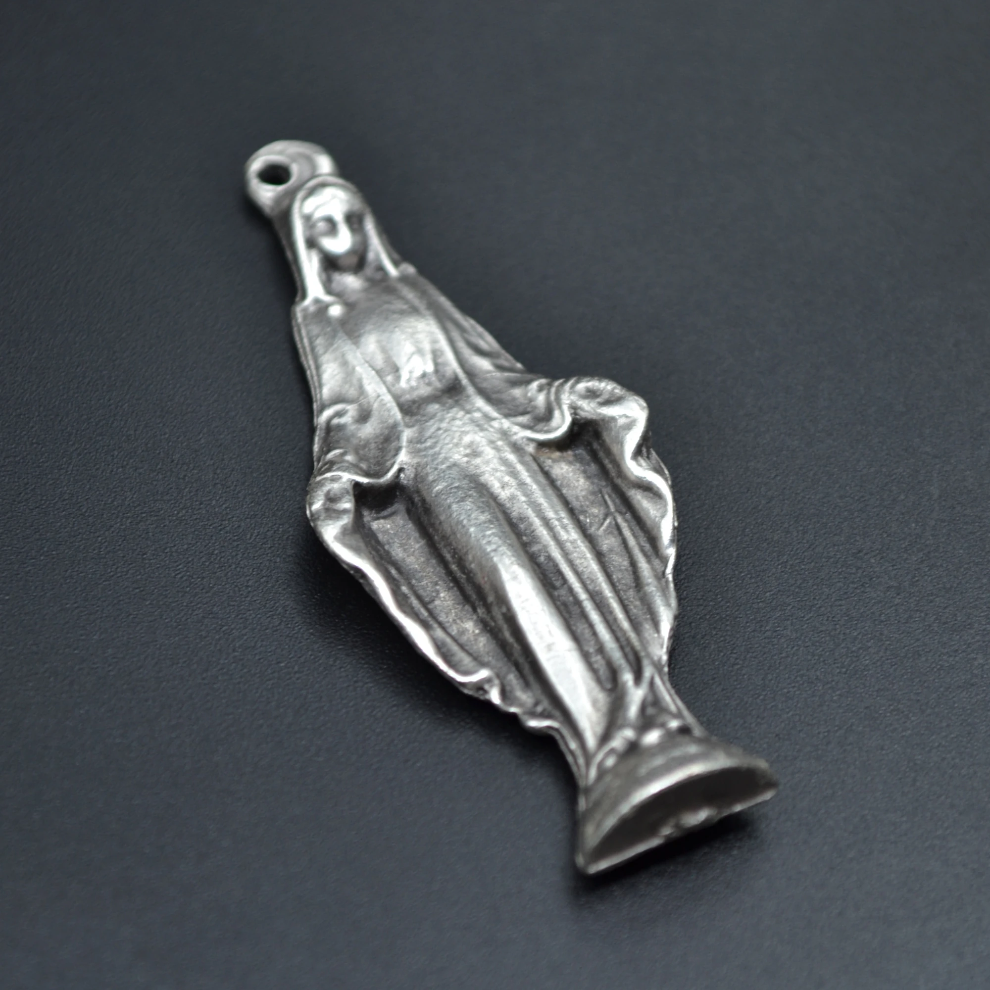 Meryem Ana Kolye - Gümüş ( Silver ) Renk - 60 cm Düz Ezme Zincir Kolye