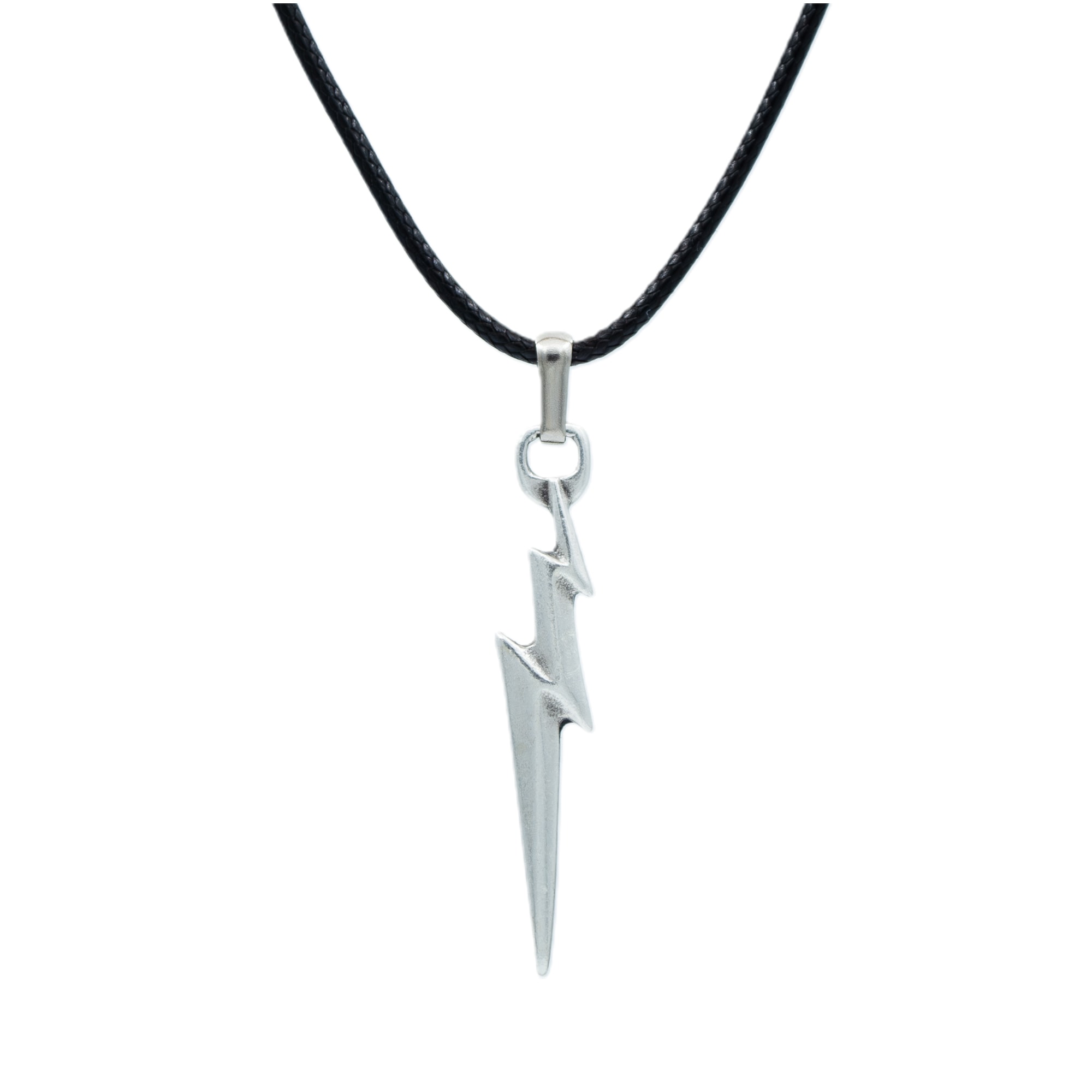 Şimşek Flash Kolye - Gümüş ( Silver ) Renk - 60 cm Deri İp Kolye