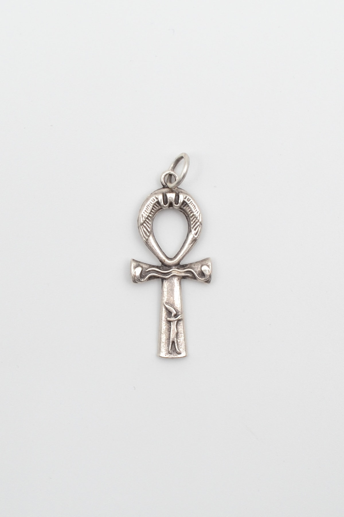 Ankh Yaşam Sembolü Kolye - Gümüş ( Silver ) Renk - 60 cm Örme Zincir Kolye