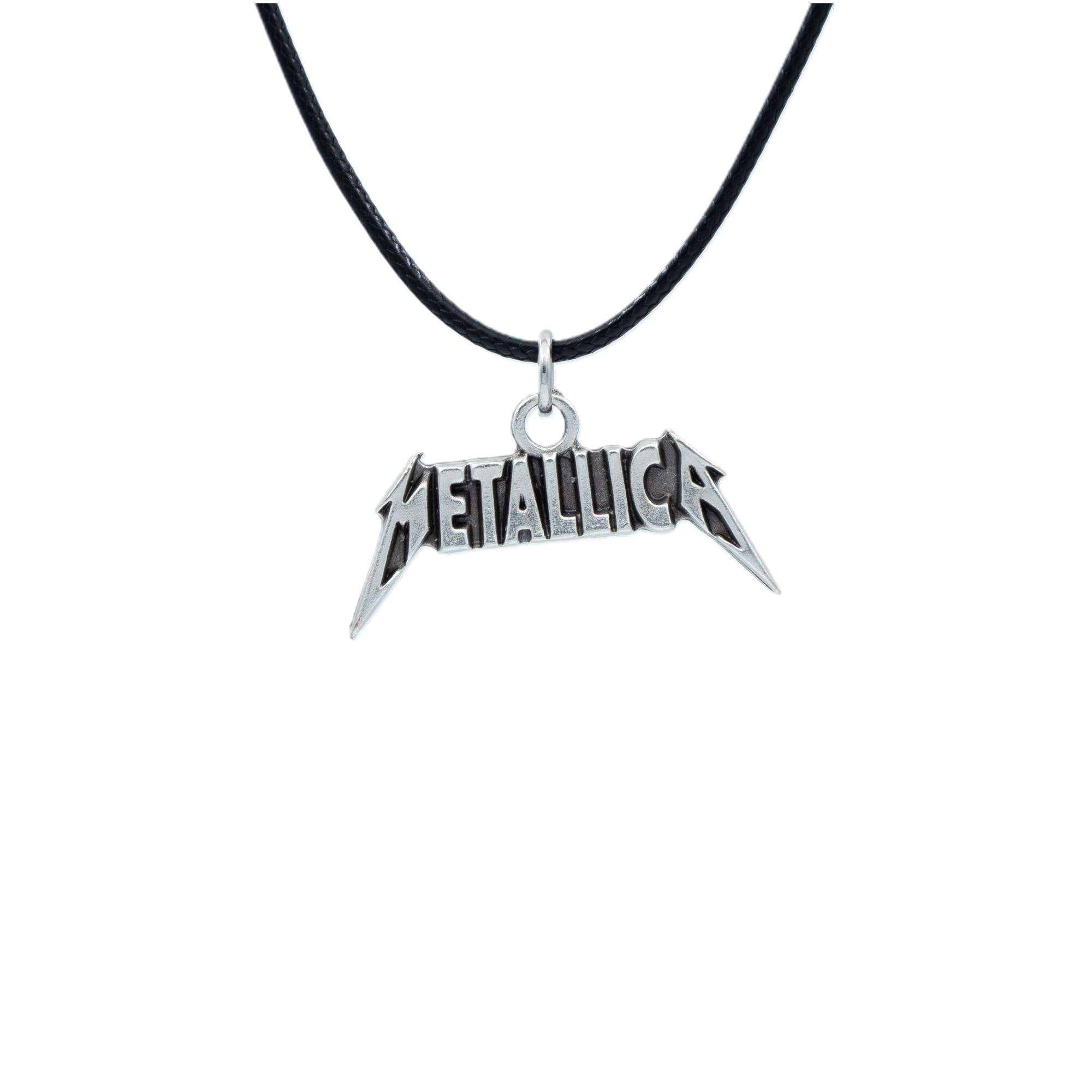 Metallica Kolye - Gümüş ( Silver ) Renk - 60 cm Deri İp Kolye