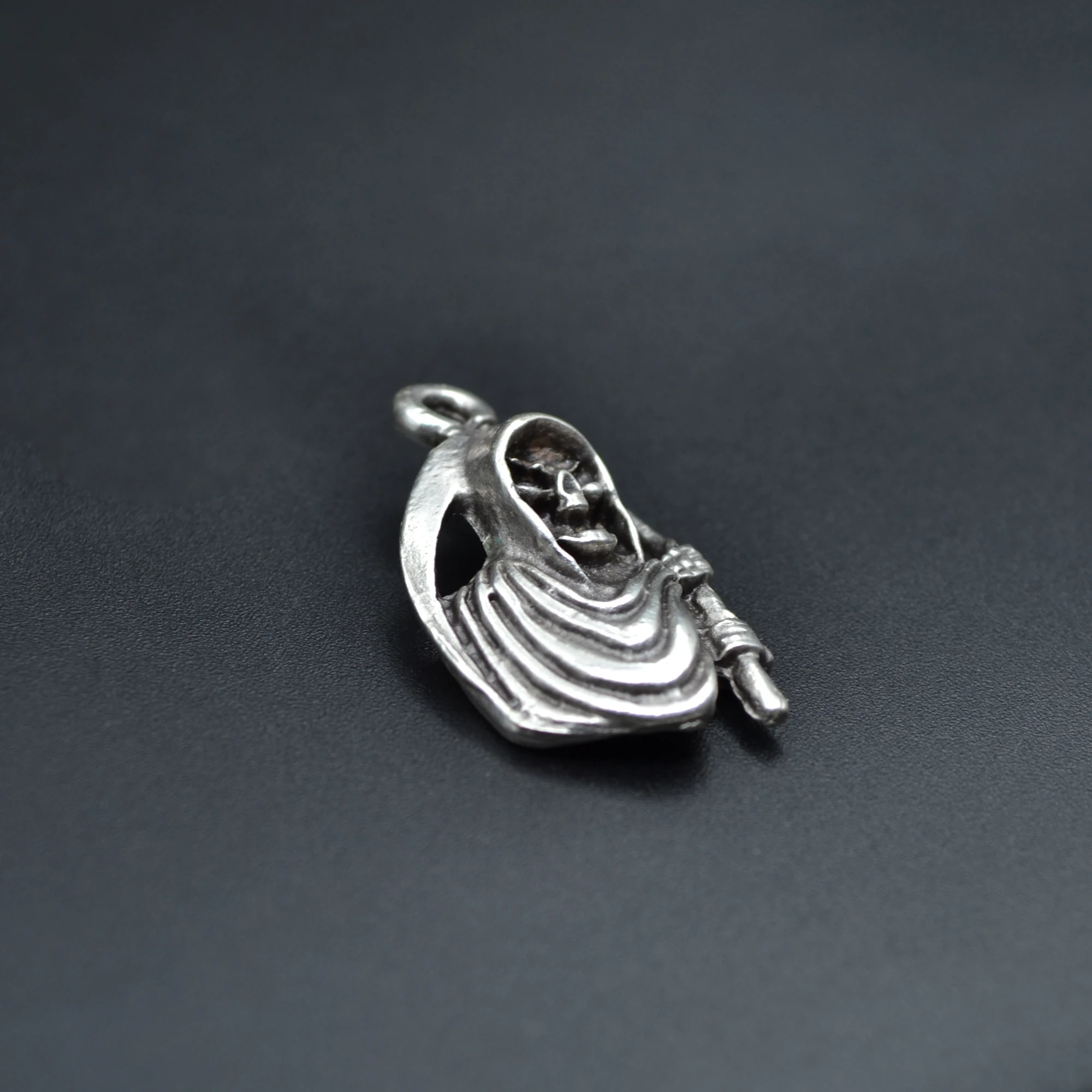 Tırpanlı Azrail Kolye - Gümüş ( Silver ) Renk - 60 cm Düz Ezme Zincir Kolye