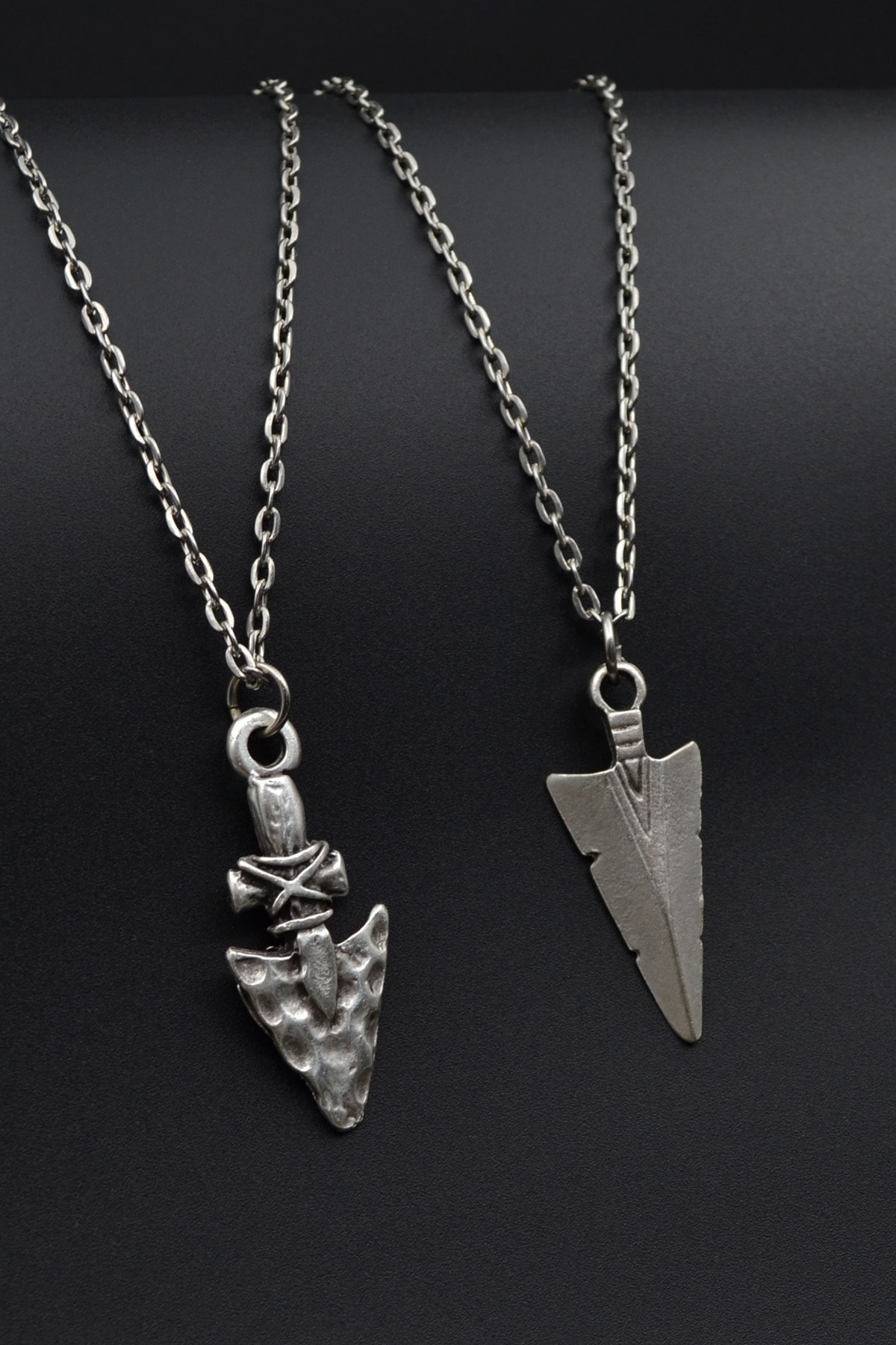 2'li Triagle Ok Ucu Erkek Kadın Kolye Seti