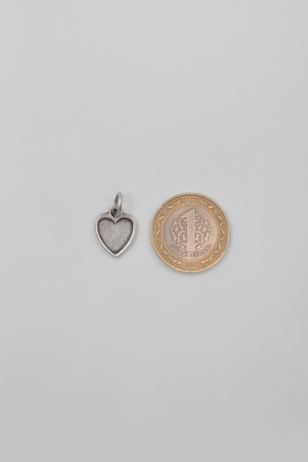 Minimalist Kalp Kolye Ucu - Gümüş ( Silver ) Renk