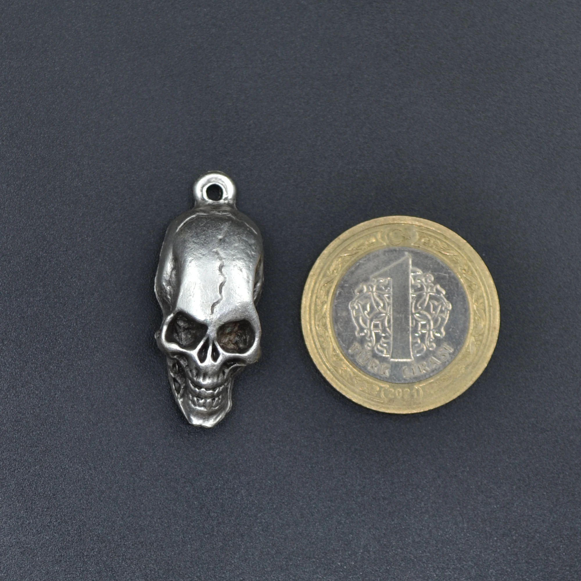 Kuru Kafa Kolye - Gümüş ( Silver ) Renk - 60 cm Örme Zincir Kolye