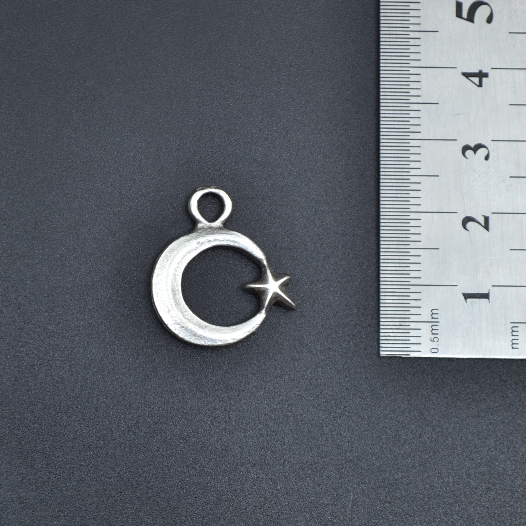 Minimal Ay Yıldız Kolye Ucu - Gümüş ( Silver ) Renk