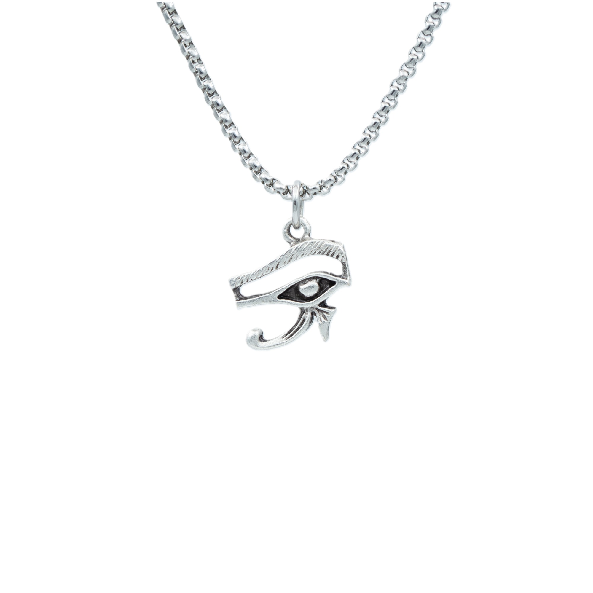 Minimal Ra'nın Gözü Kolye - Gümüş ( Silver ) Renk - 60 cm Örme Zincir Kolye