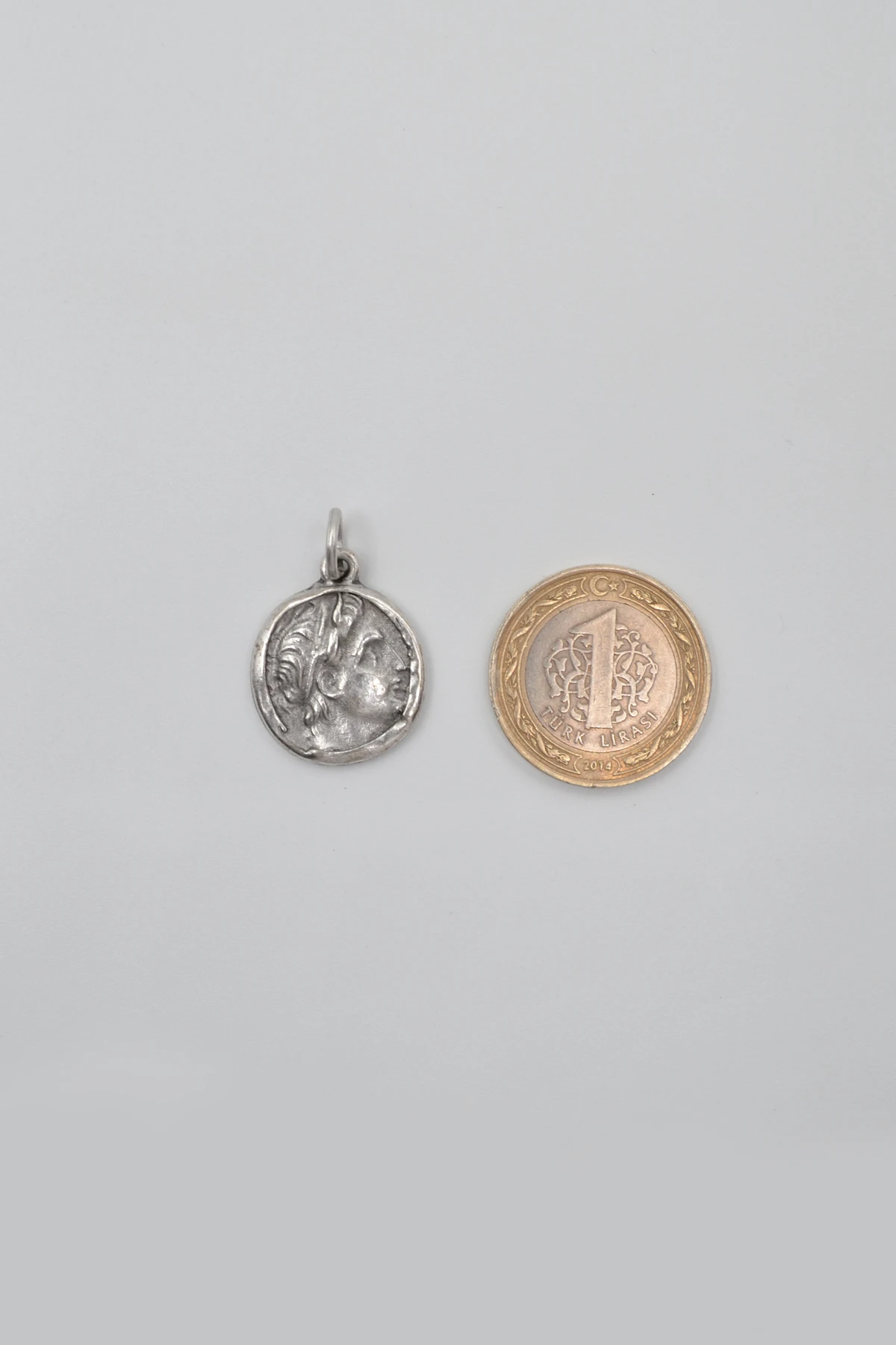 Yunan Antik Makedonya Kralı Büyük İskender Örme Zincir Kolye - Antik Gümüş Kaplama - Kadın Erkek - 60 cm