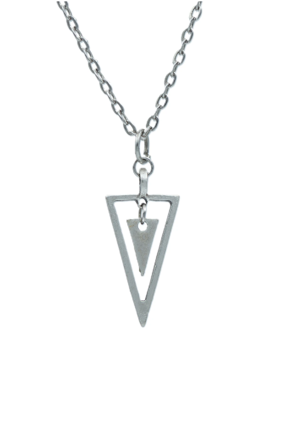 3'lü Dikdörtgen Sallantılı Üçgen Geometrik Erkek Kadın Kolye Seti