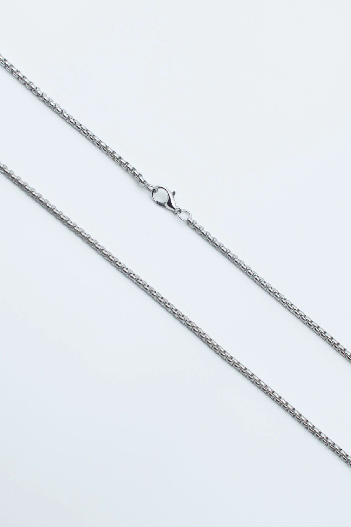 Minimalist Göz - Nazar Örme Zincir Kolye - Antik Gümüş Kaplama - Kadın Erkek - 60 cm