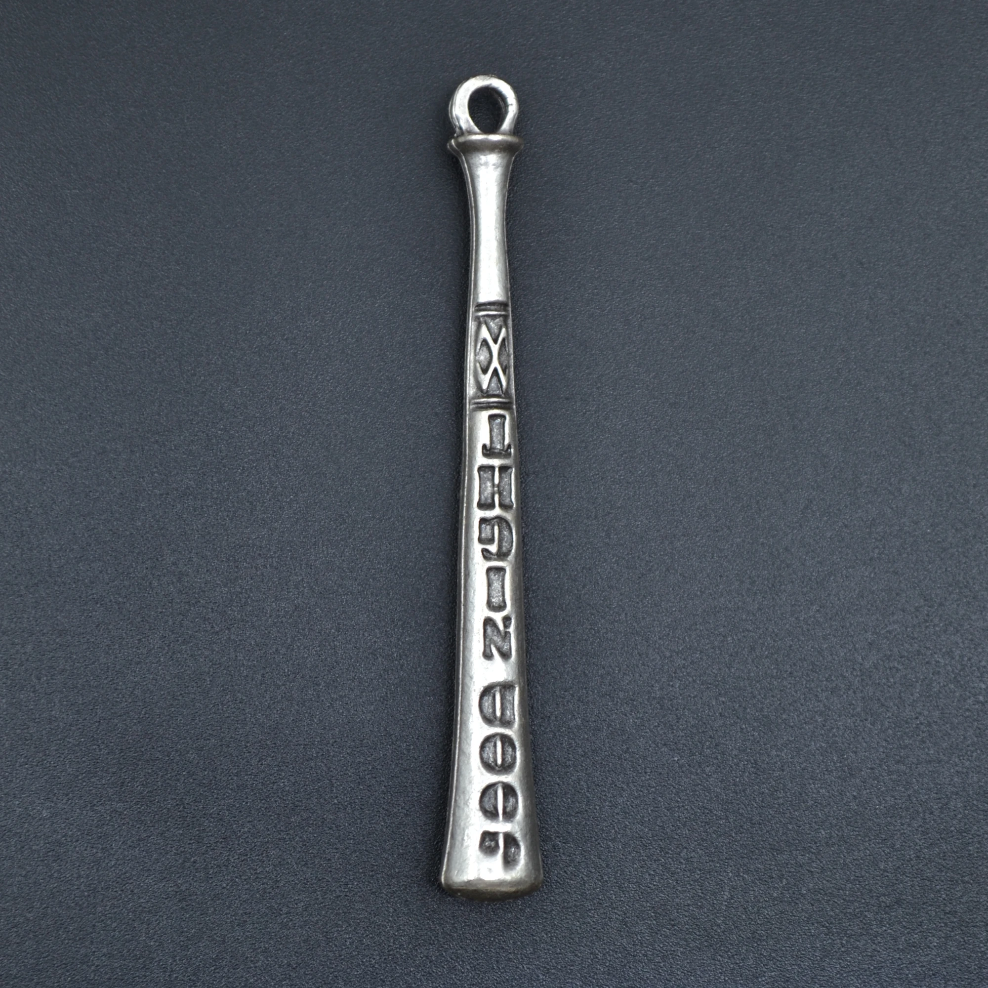 Beyzbol Sopası Kolye - Gümüş ( Silver ) Renk - 60 cm Örme Zincir Kolye